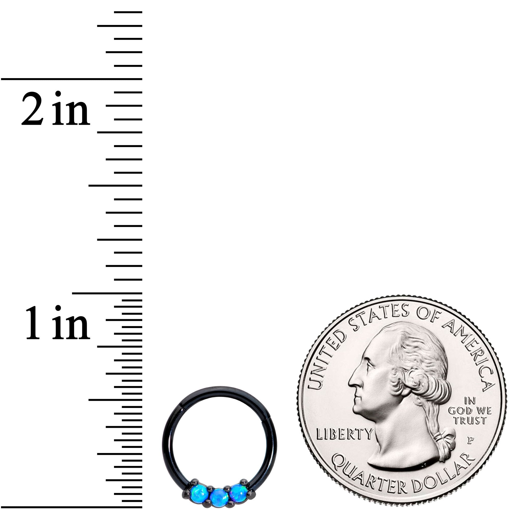 16 Gauge 3/8 Blue Synthetic Opal Black Hinged Segment Ring