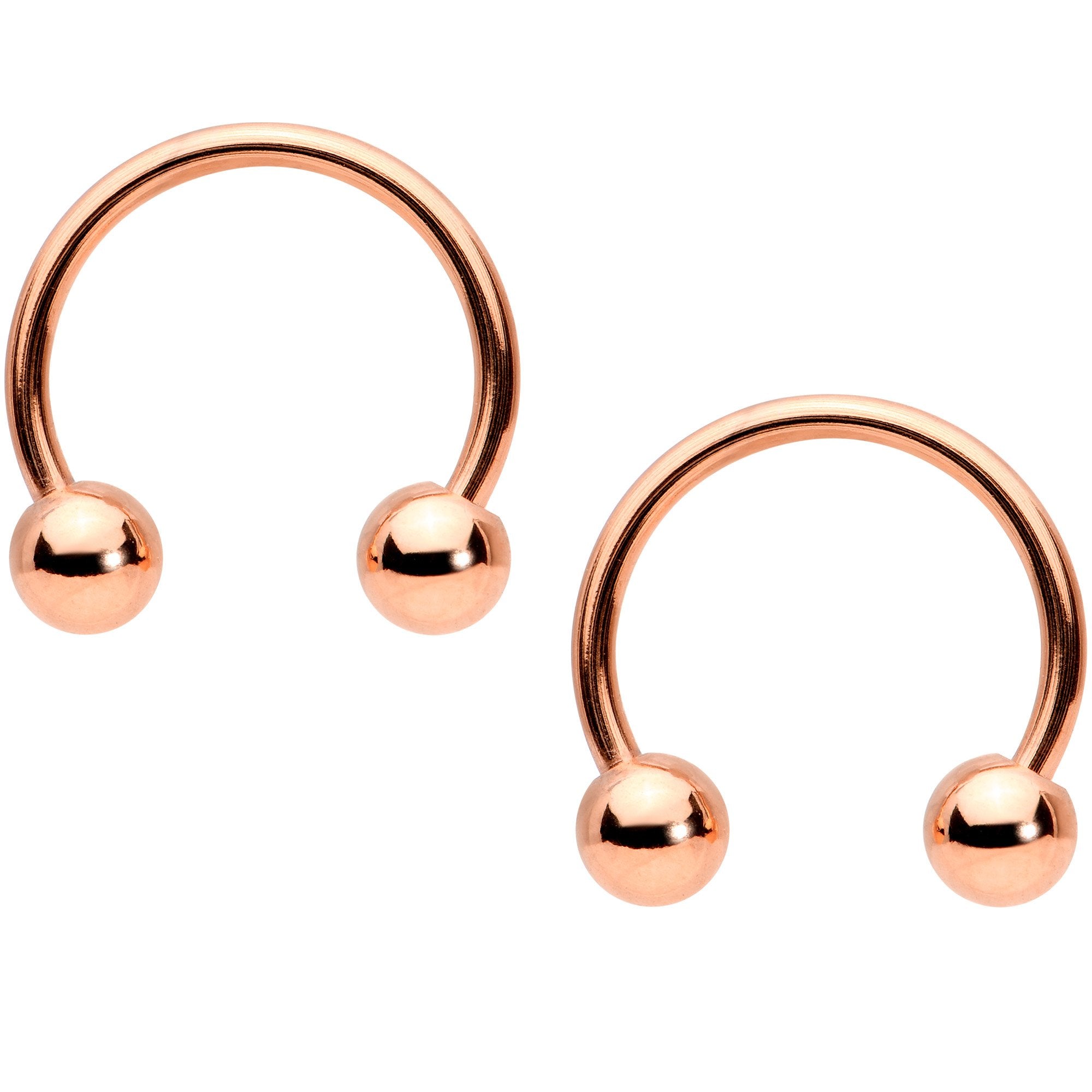 14 Gauge Rose Gold Tone Outer Space UFO Horseshoe Nipple Ring Set of 4