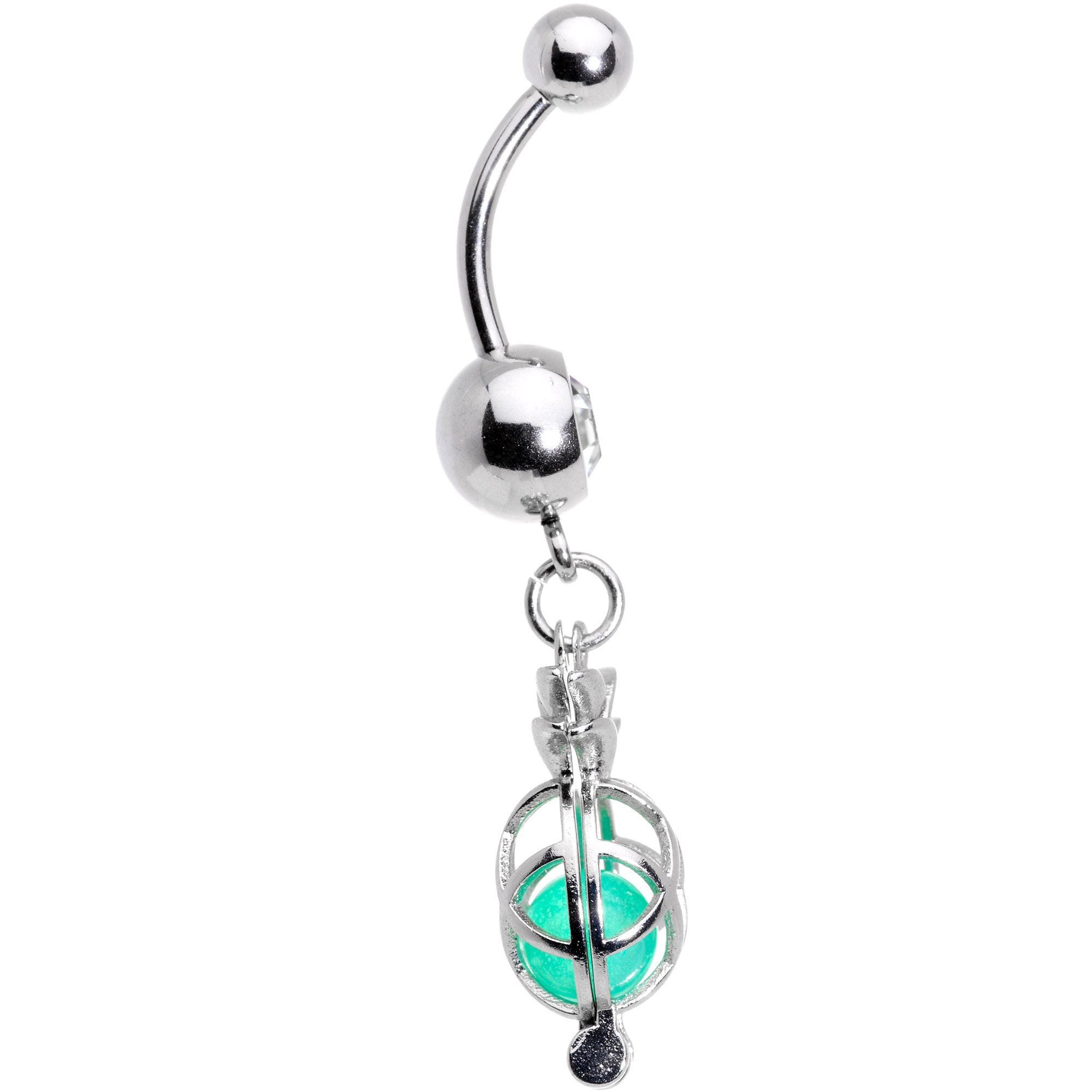 Clear Gem Glow in the Dark Pineapple Dangle Belly Ring