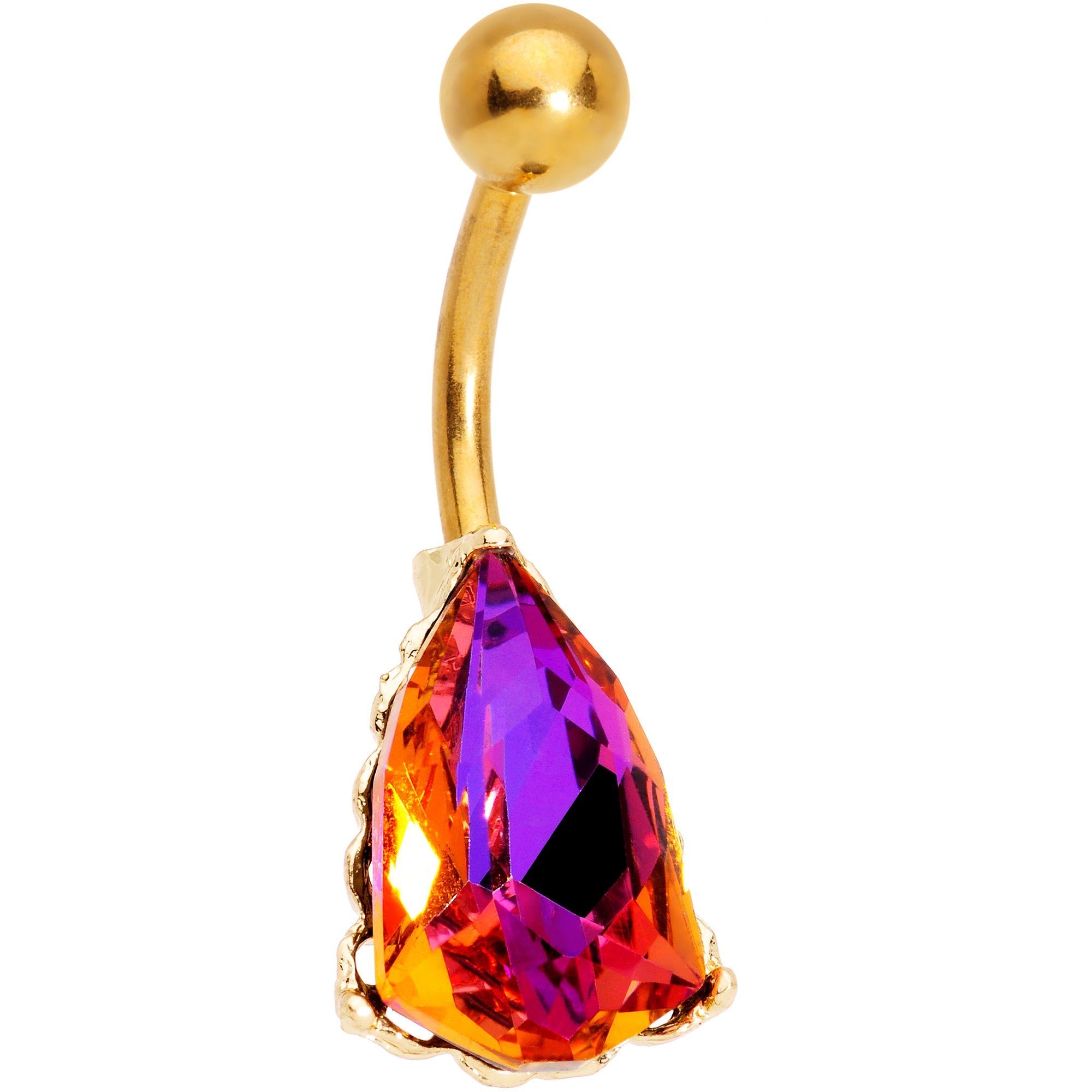 Purple Aurora Gem Gold Tone Capture the Sunset Belly Ring