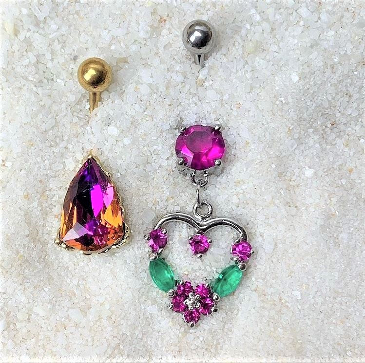 Purple Aurora Gem Gold Tone Capture the Sunset Belly Ring