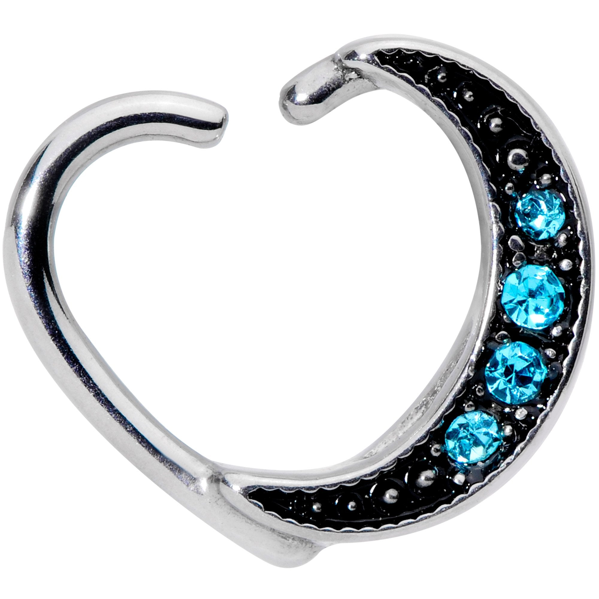 16 Gauge 3/8 Blue Gem Open Left Heart Closure Ring