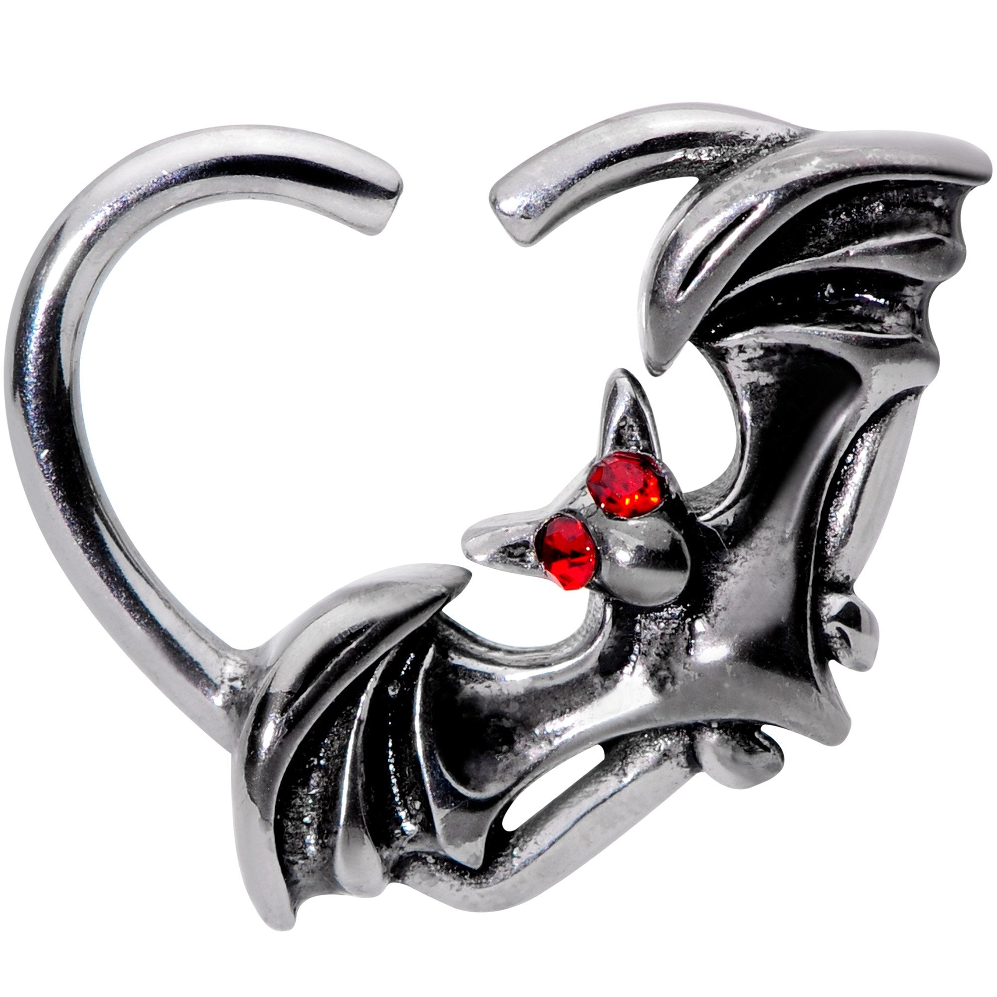 16 Gauge 3/8 Red Gem Bat Attractions Left Heart Closure Ring