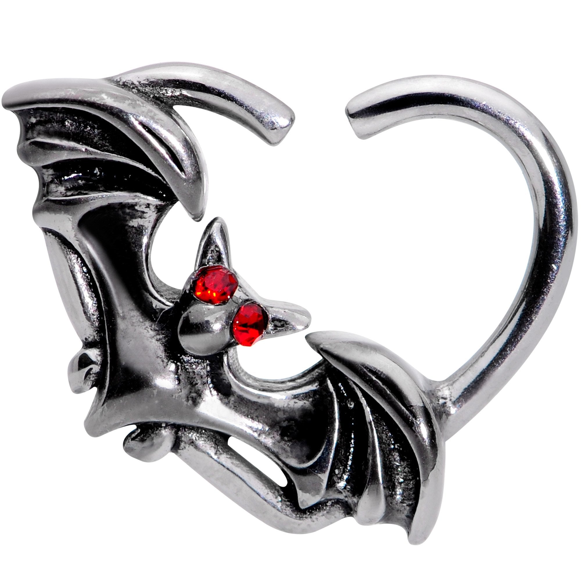 16 Gauge 3/8 Red Gem Bat Attractions Right Heart Closure Ring