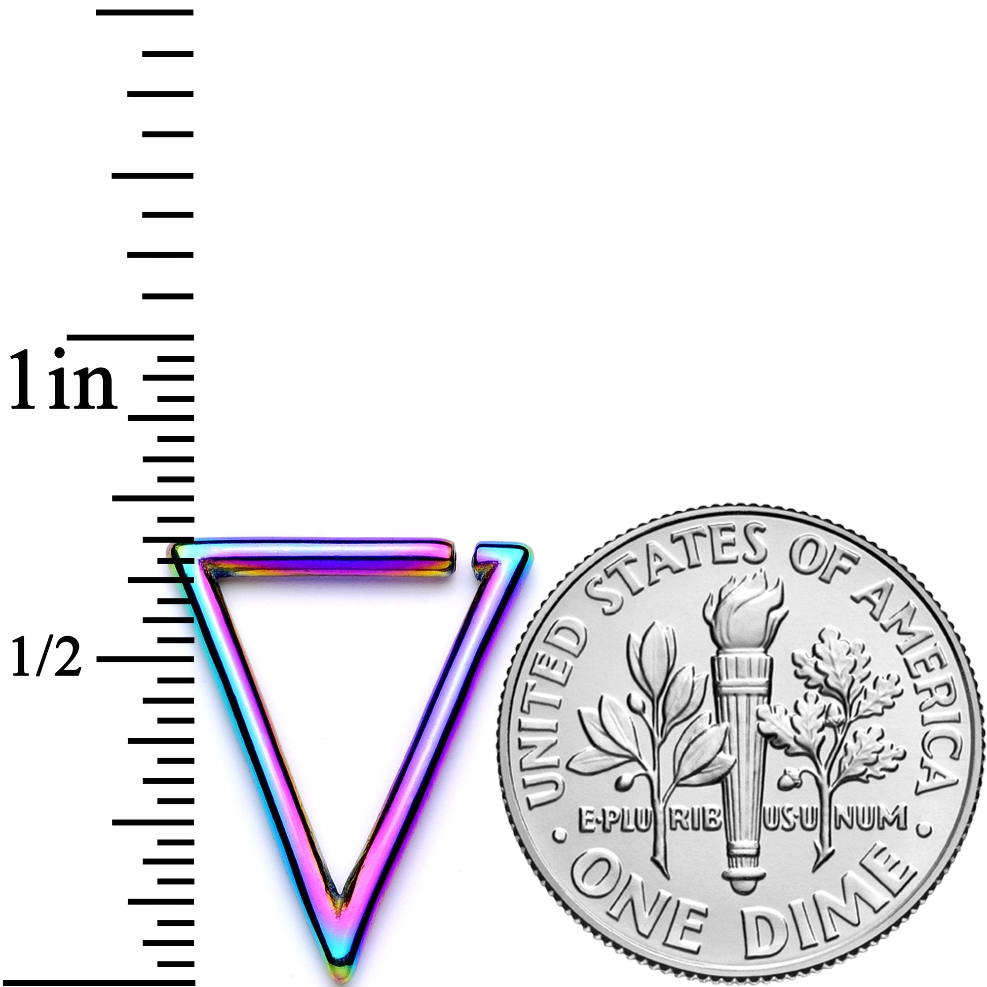 16 Gauge 5/16 Rainbow Geometric Triangle Closure Ring