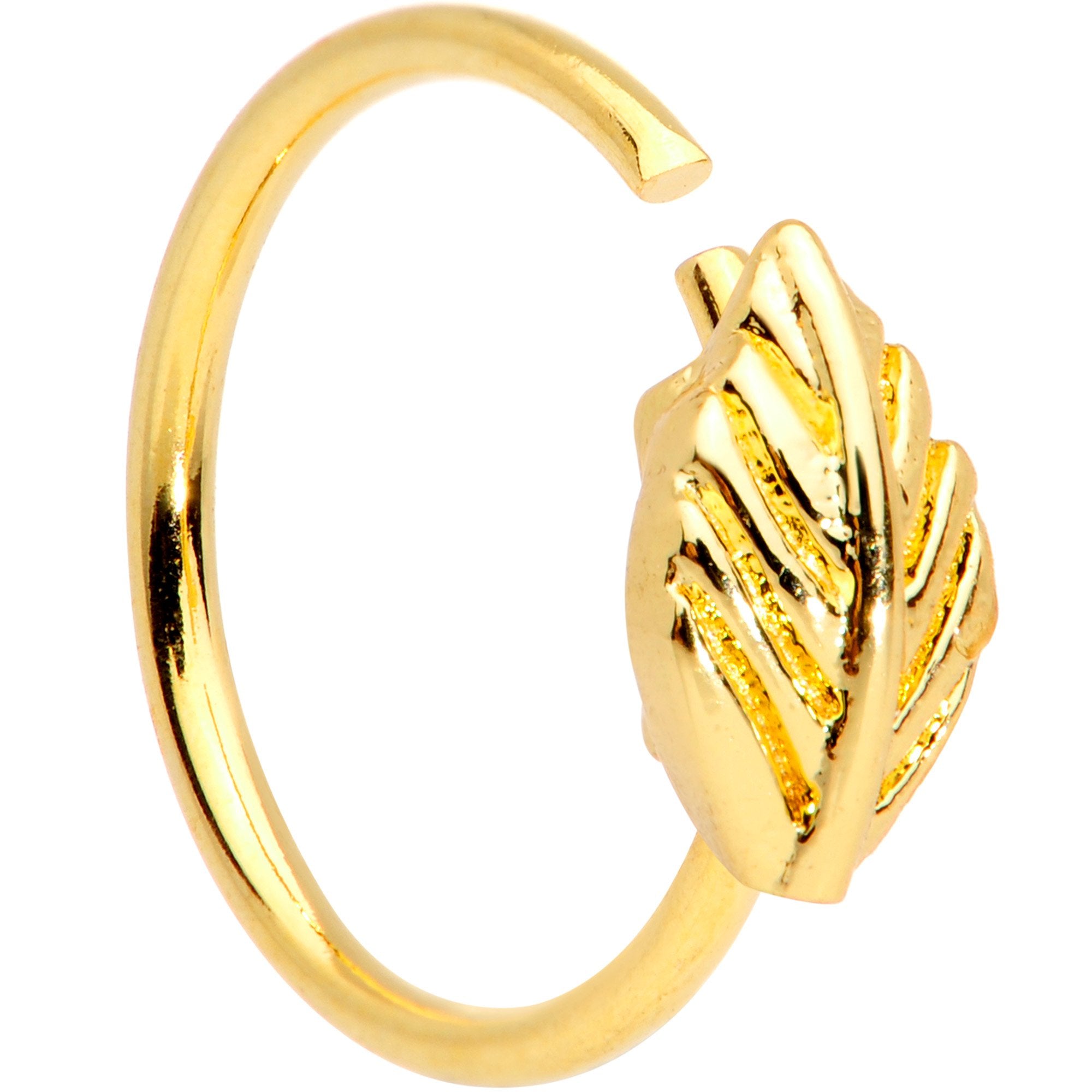 20 Gauge 5/16 Gold Tone Feather Seamless Circular Ring