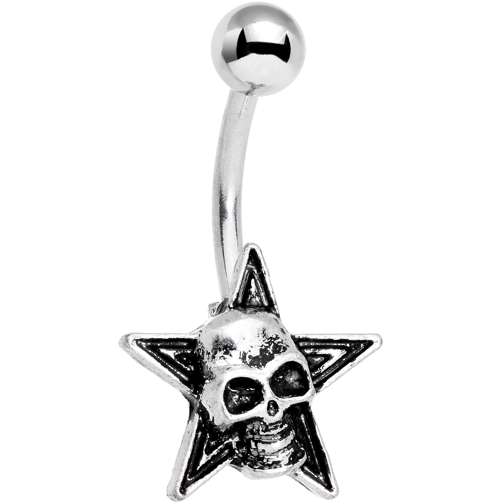 Super Star Creepy Halloween Skull Belly Ring