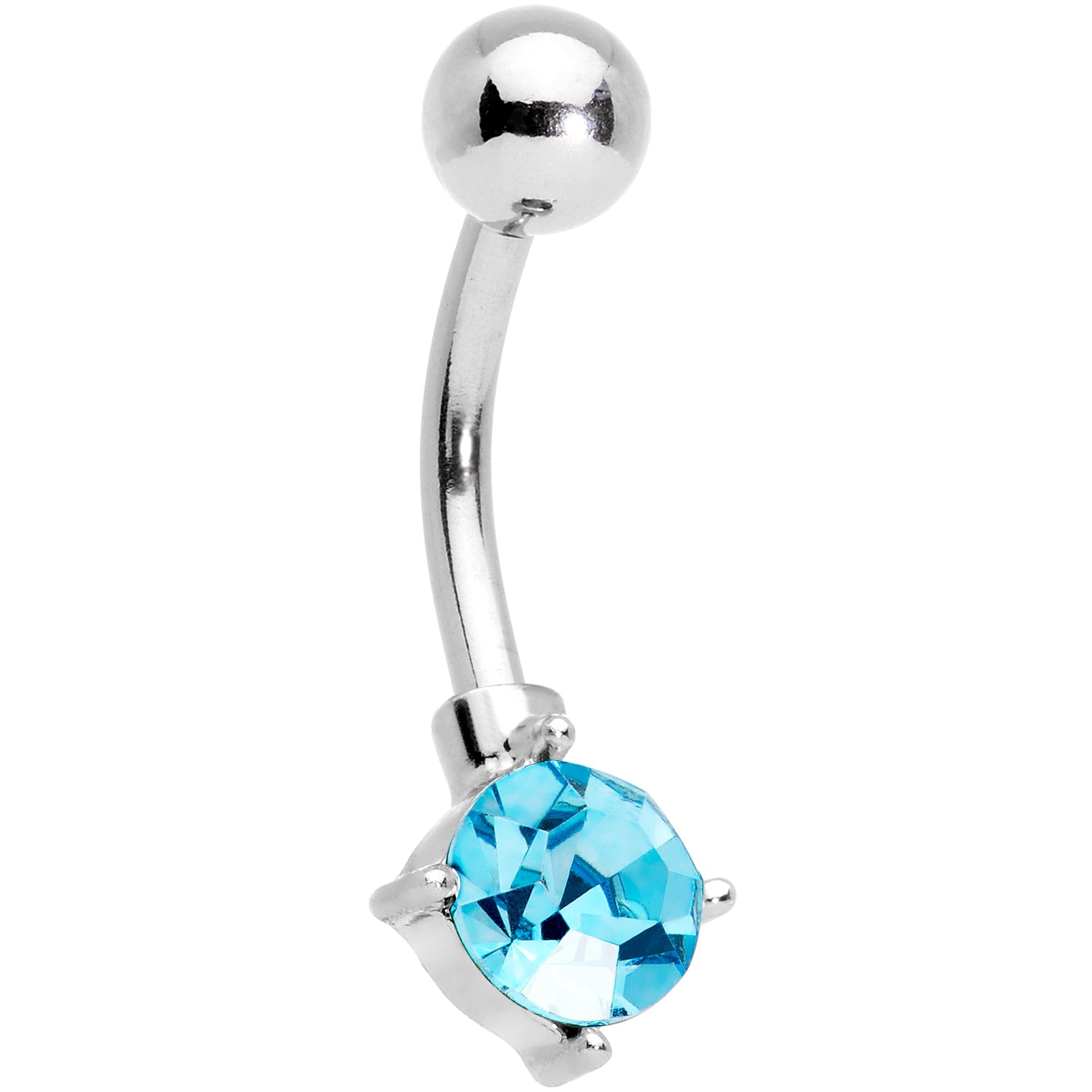 Aqua Gem Valentines Day Winged Heart Belly Ring Set of 4