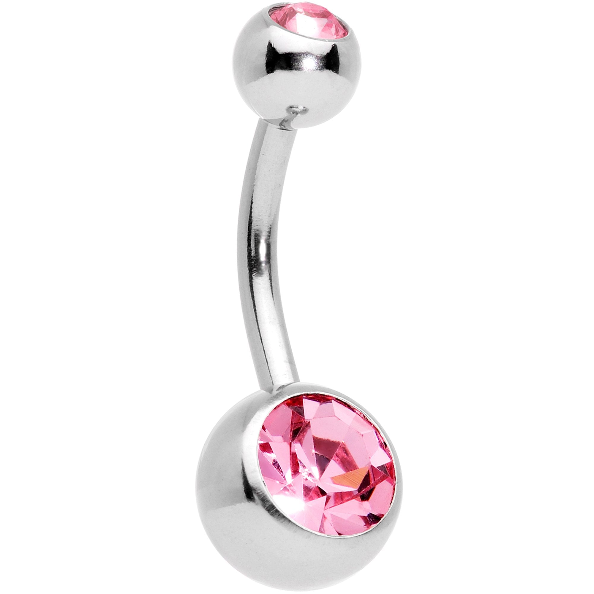 Pink Gem Valentines Day Sunburst Heart Belly Ring Set of 4