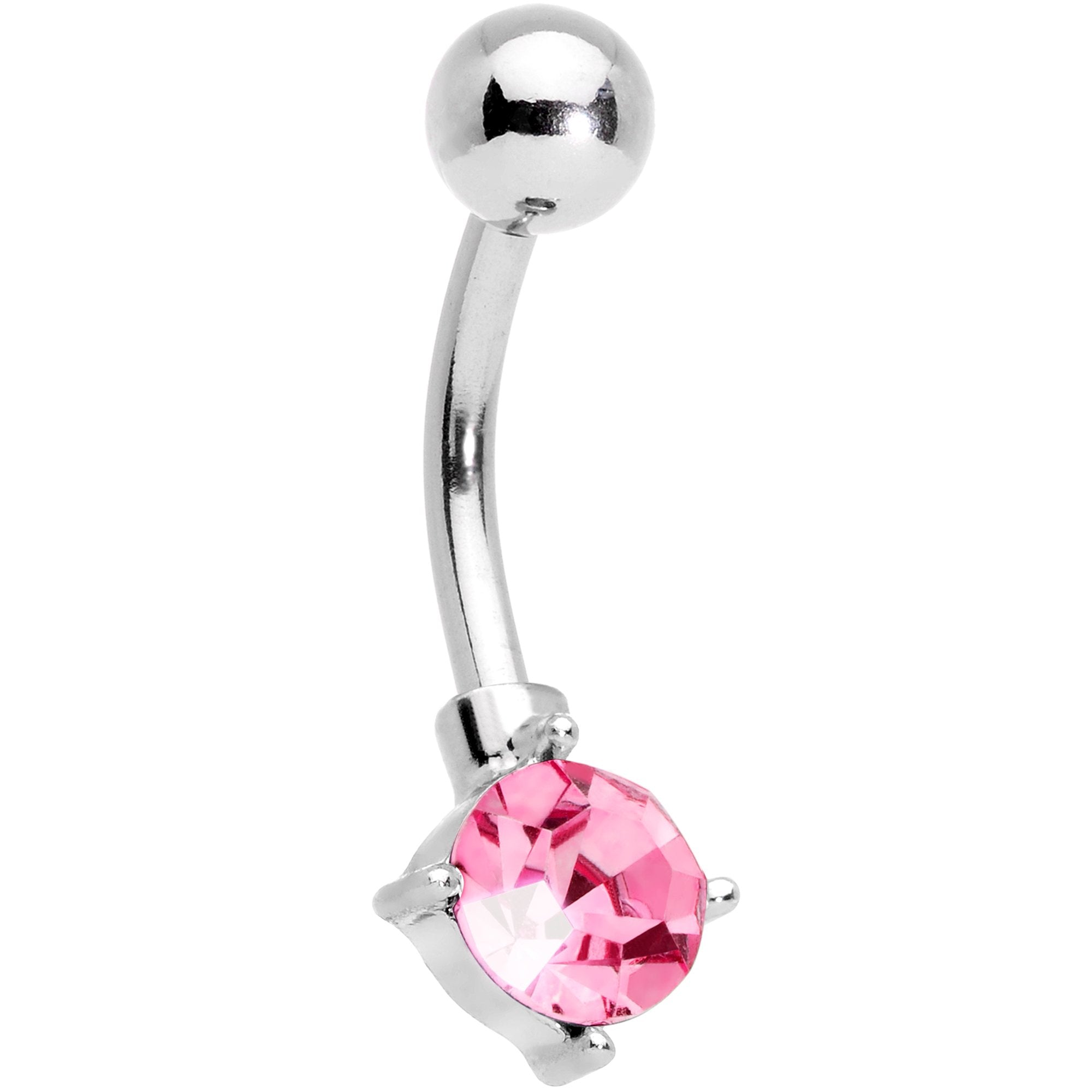 Pink Gem Valentines Day Sunburst Heart Belly Ring Set of 4