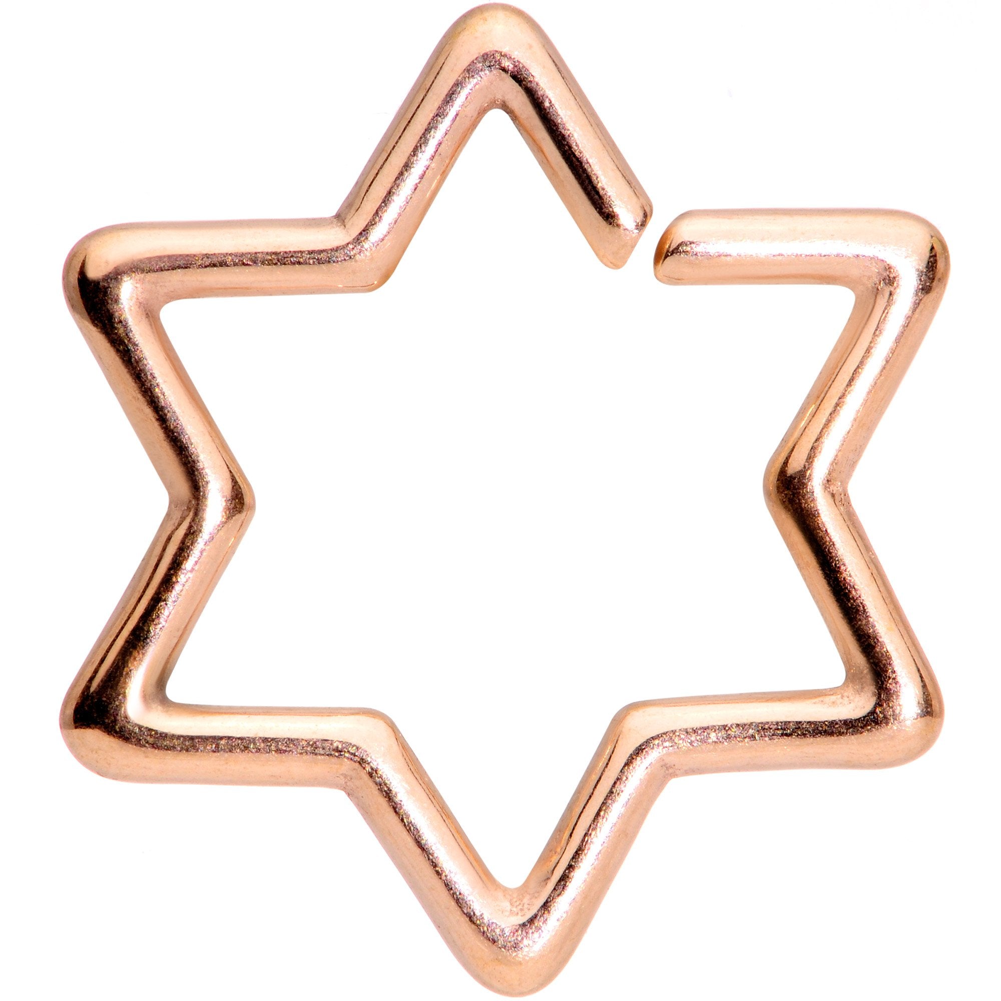 16 Gauge 5/16 Rose Gold Tone Hexagram Star of David Closure Ring