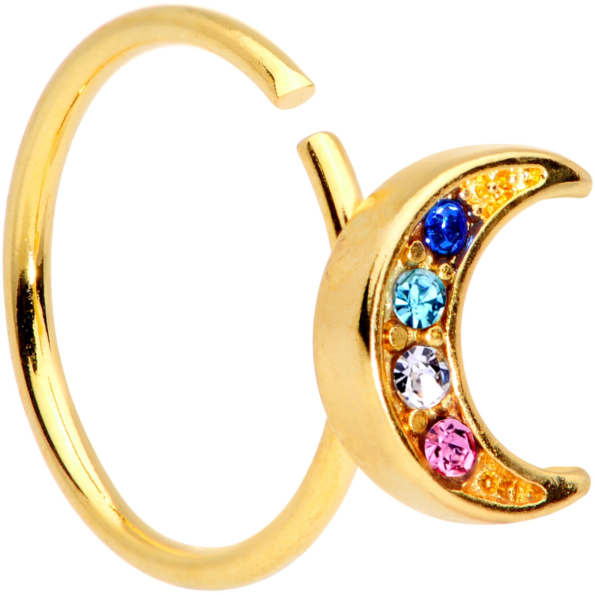 20 Gauge 5/16 Gold Tone Crescent Moon Seamless Circular Ring