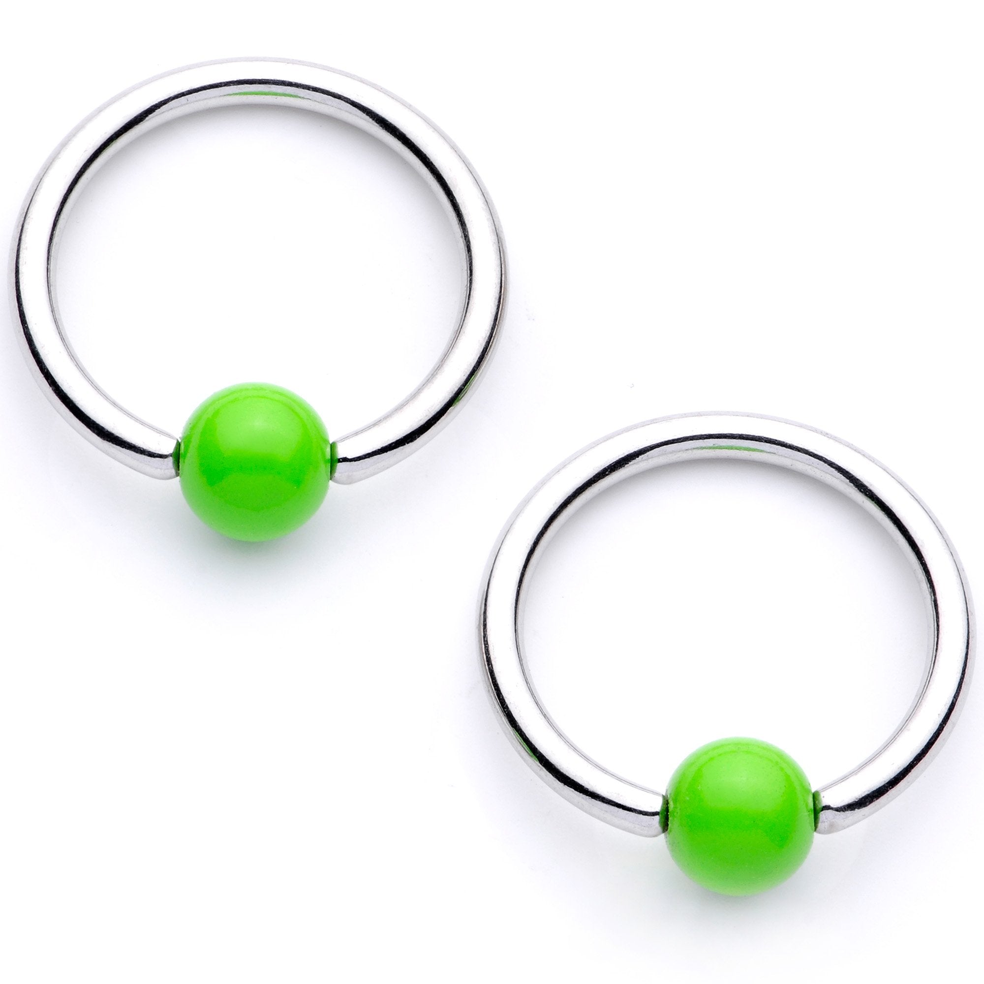 14 Gauge 9/16 1/2 Green Flower BCR Barbell Nipple Ring Set