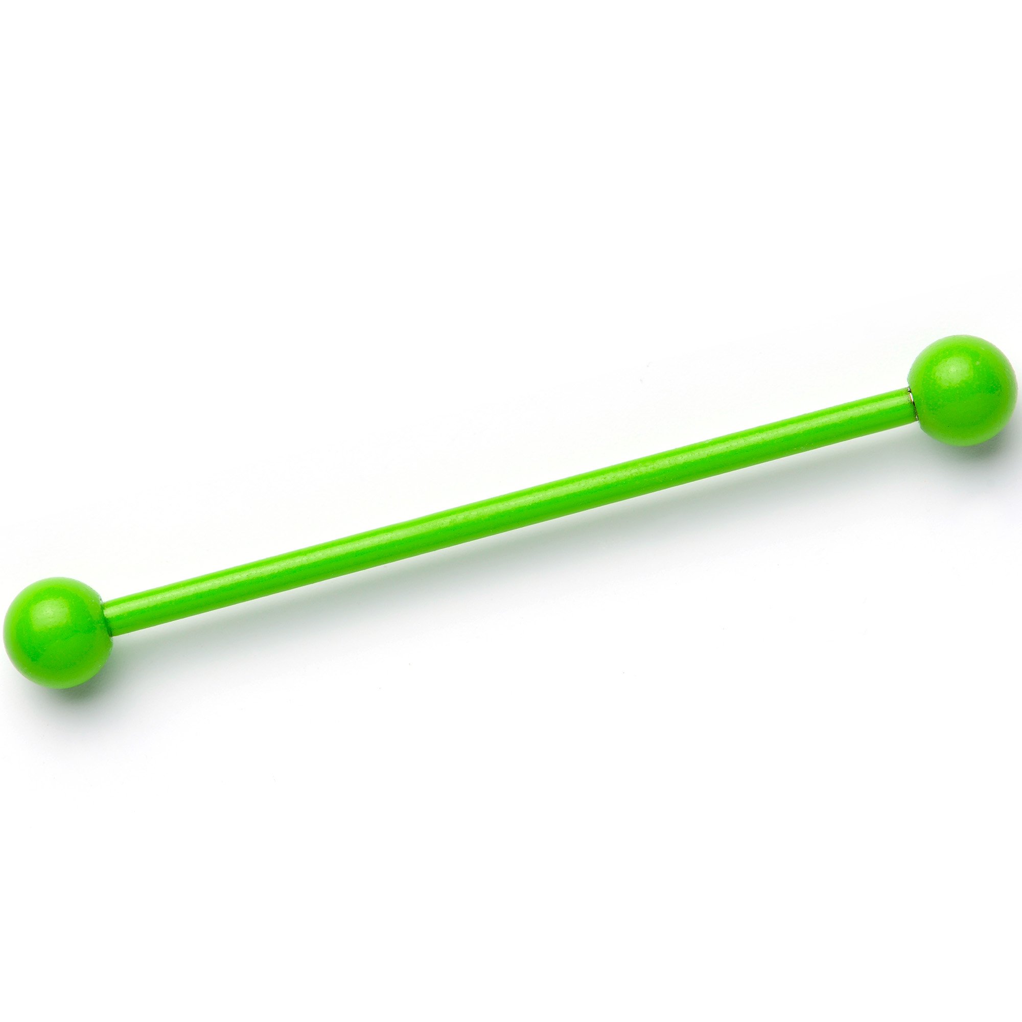 14 Gauge Bright Green Coated Glow in the Dark Industrial Barbell 38mm