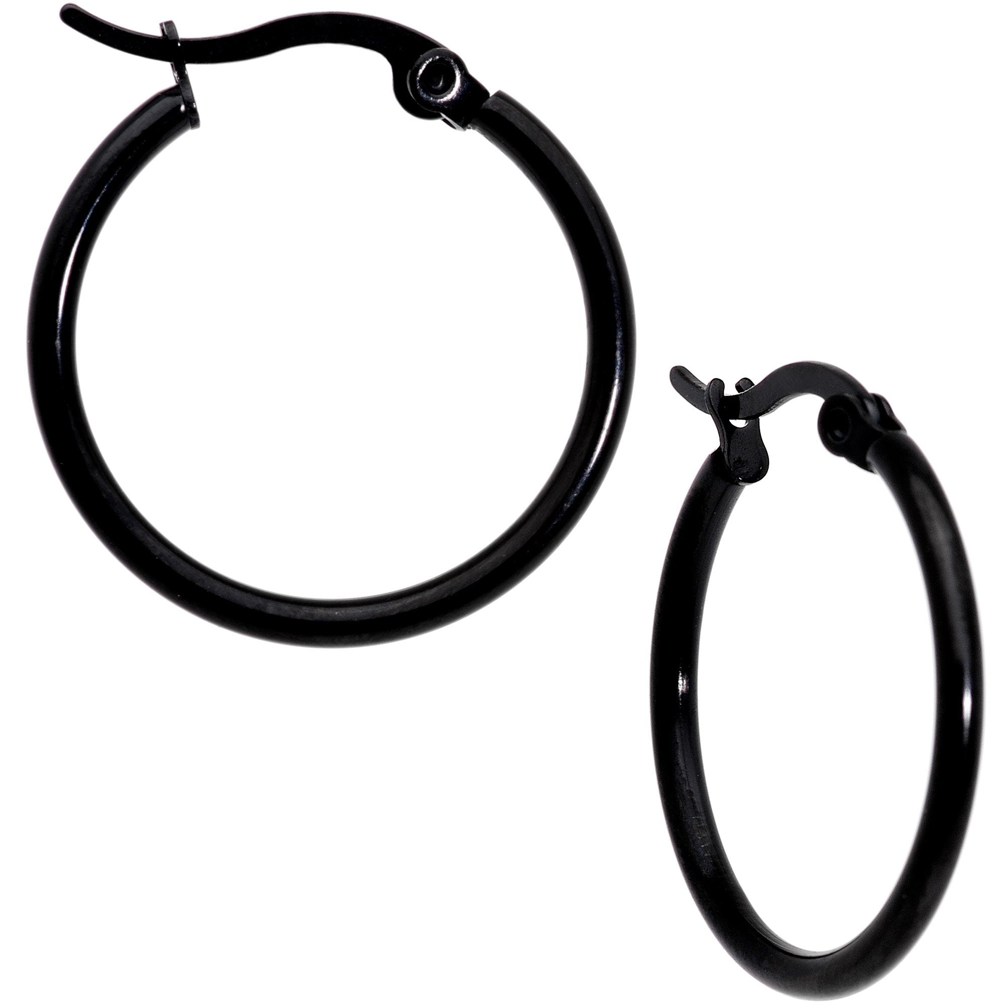 20mm Black Tone PVD Stainless Steel Hoop Earrings