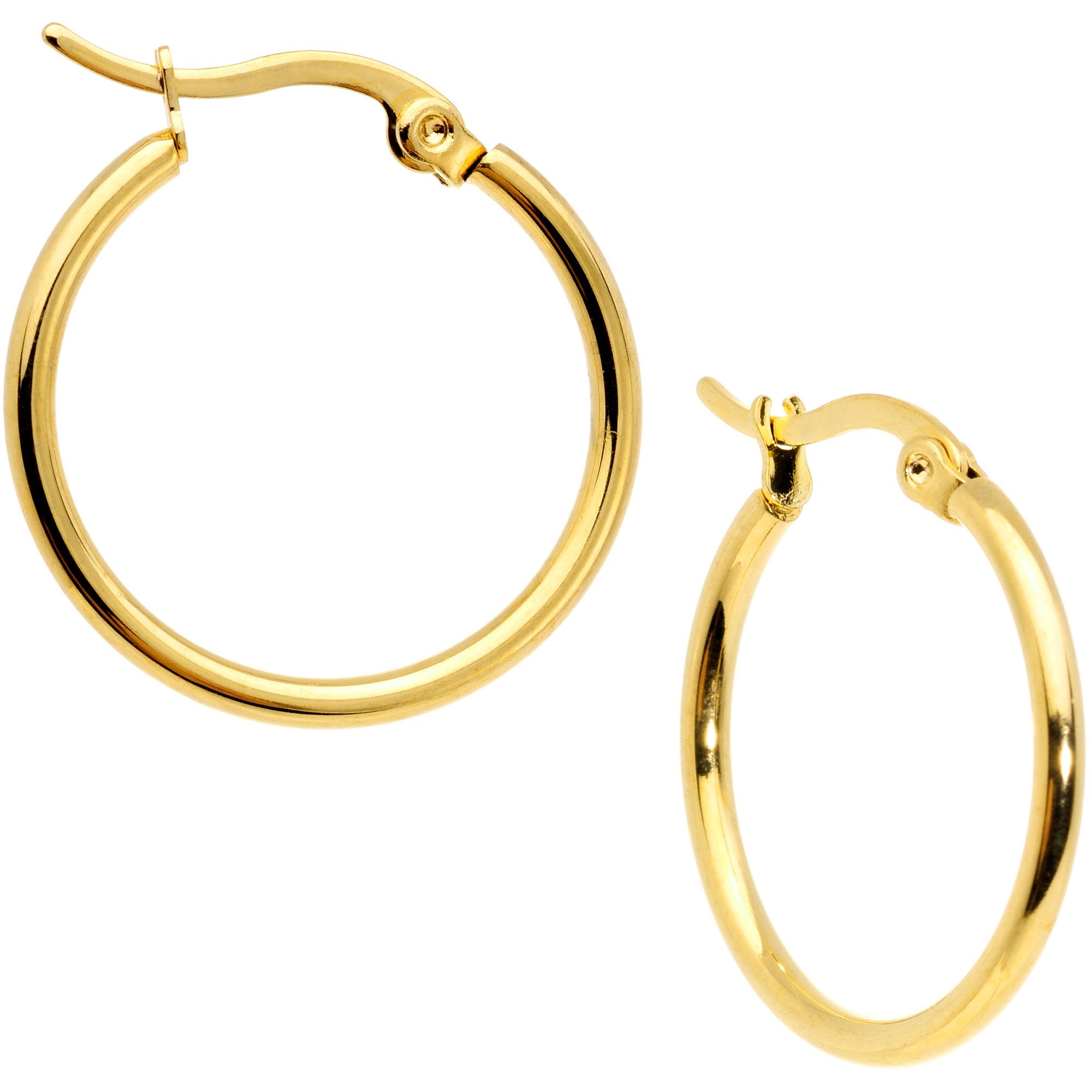 20mm Gold Tone PVD Stainless Steel Hoop Earrings