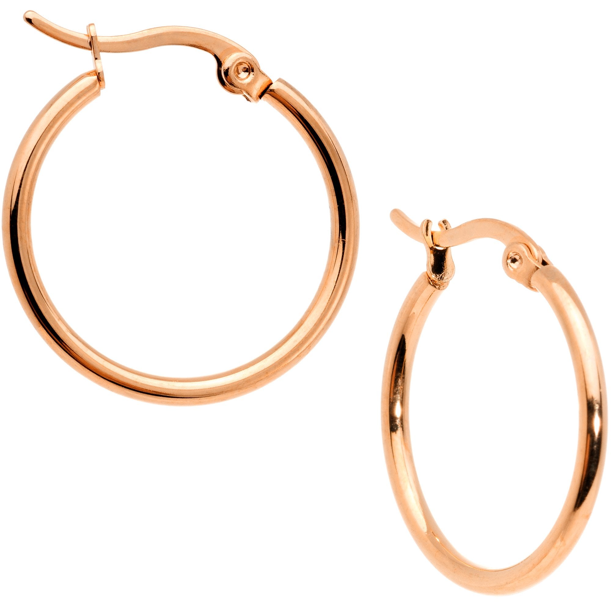 20mm Rose Gold Tone PVD Stainless Steel Hoop Earrings