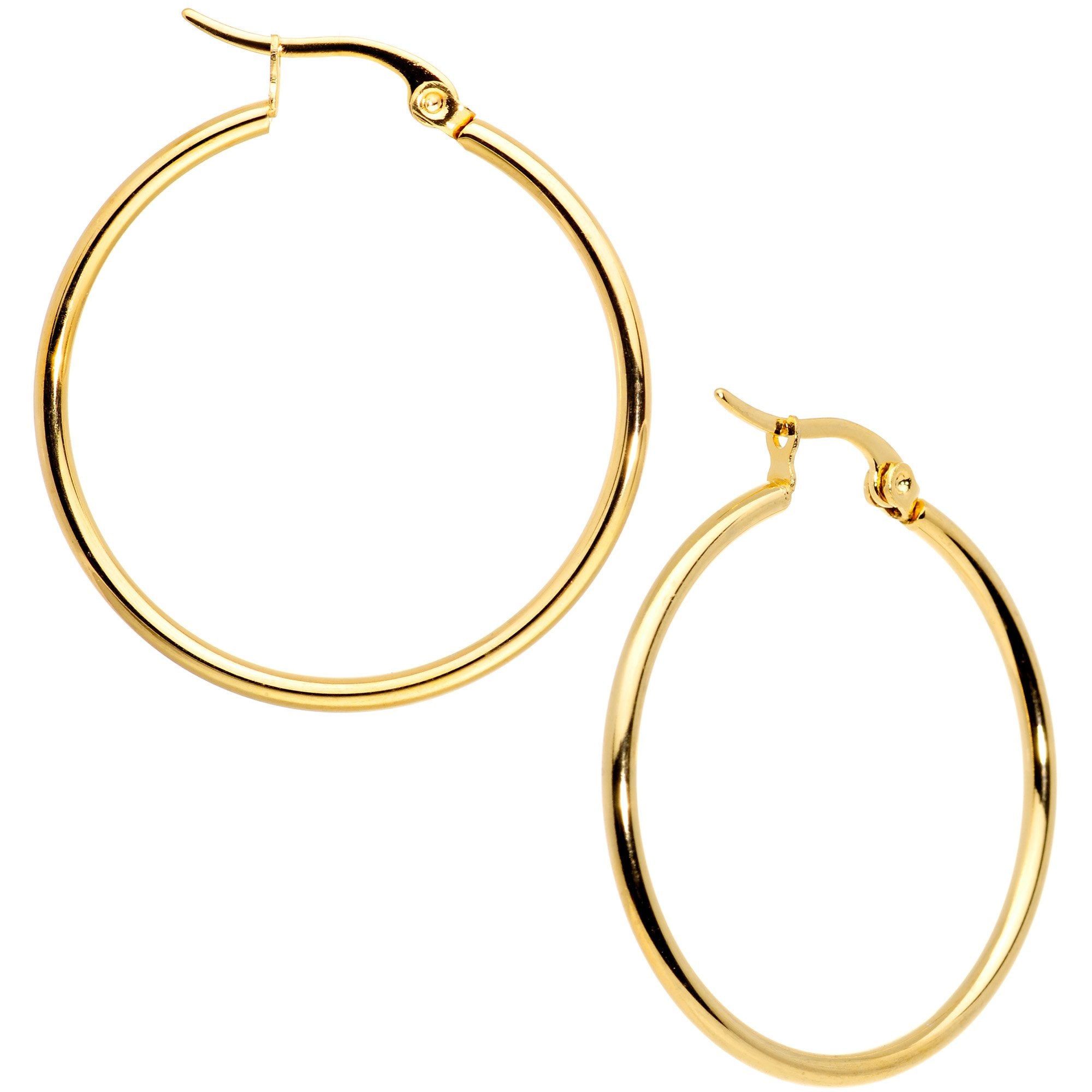 30mm Gold Tone PVD Stainless Steel Hoop Earrings