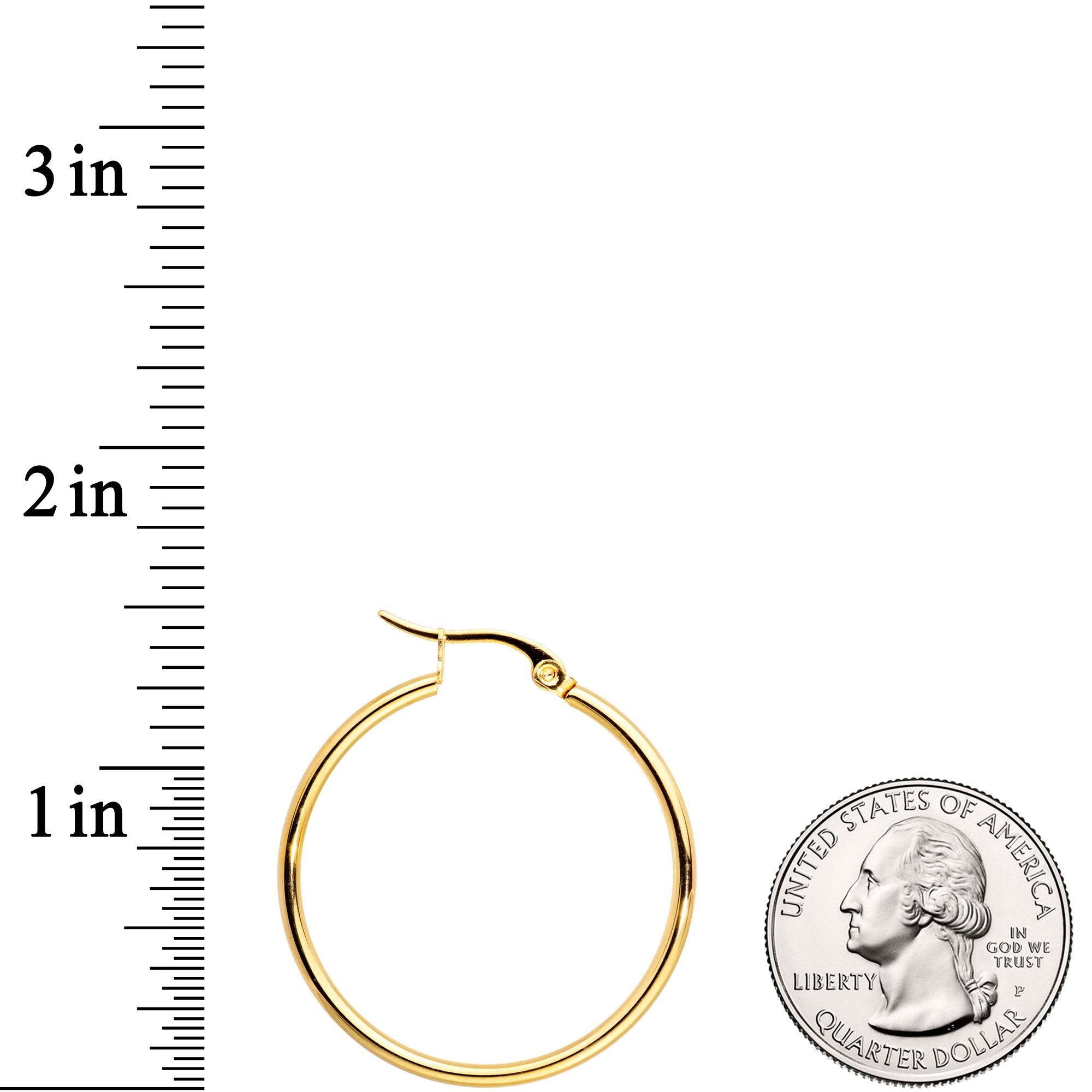 30mm Gold Tone PVD Stainless Steel Hoop Earrings