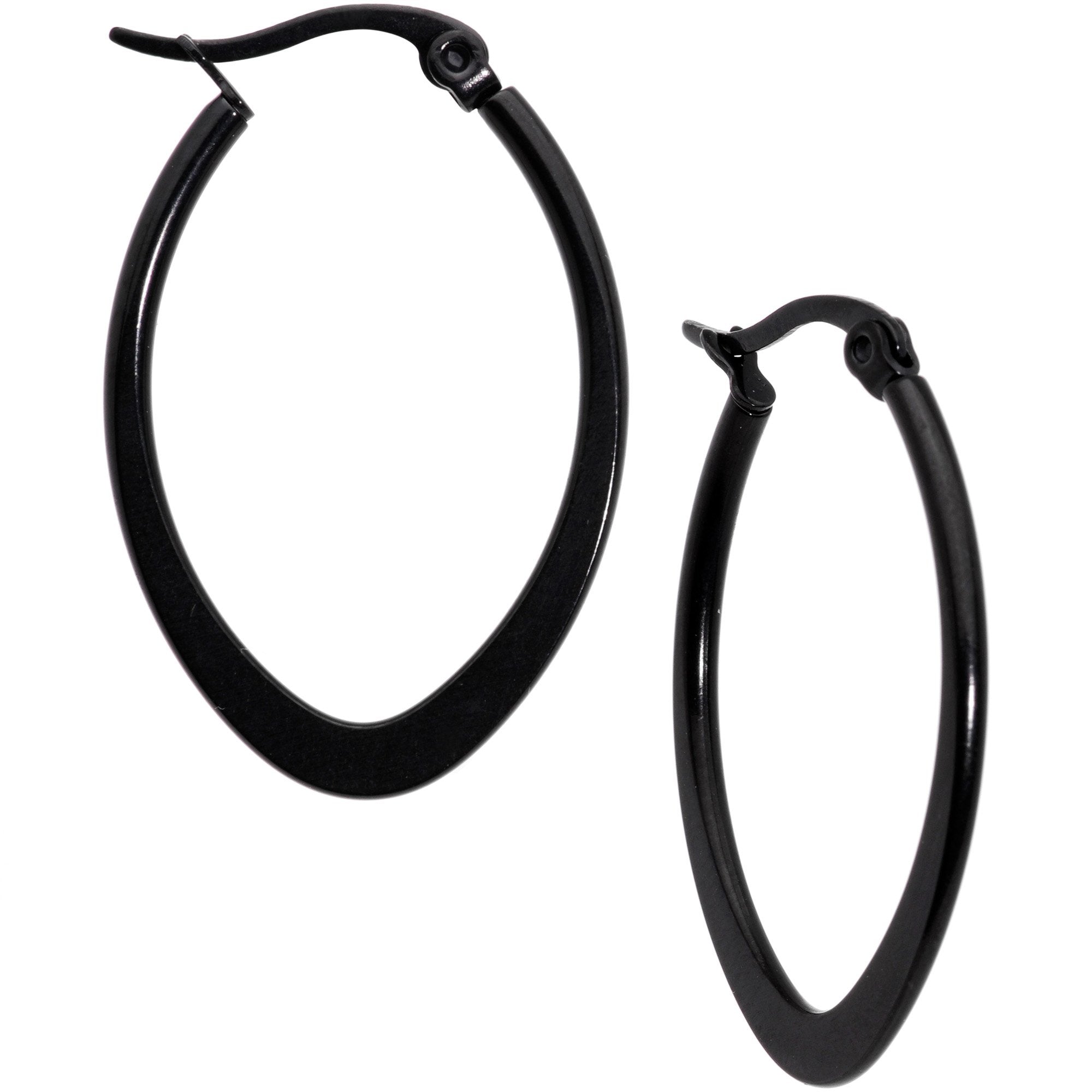 30mm Black Tone PVD Stainless Steel Oval Hoop Earrings