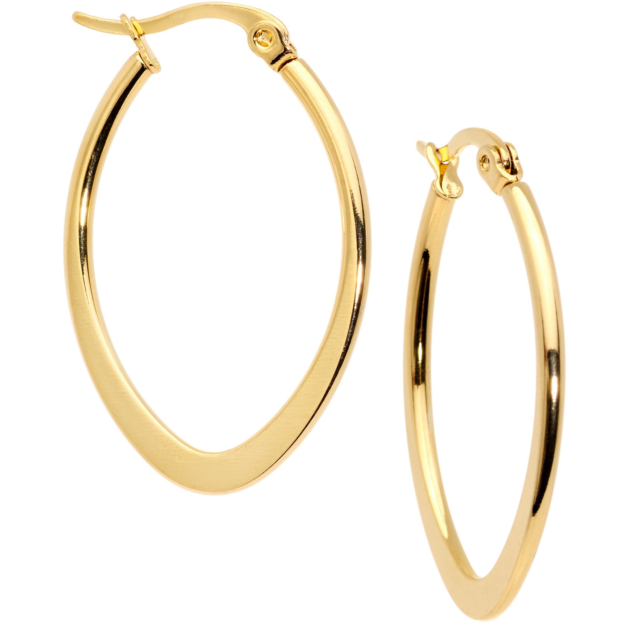 30mm Gold Tone PVD Stainless Steel Oval Hoop Earrings