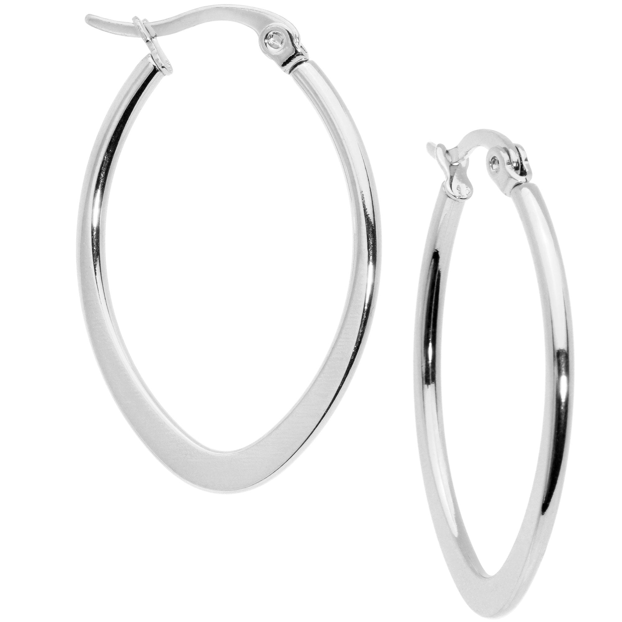 30mm Stainless Steel Oval Hoop Earrings