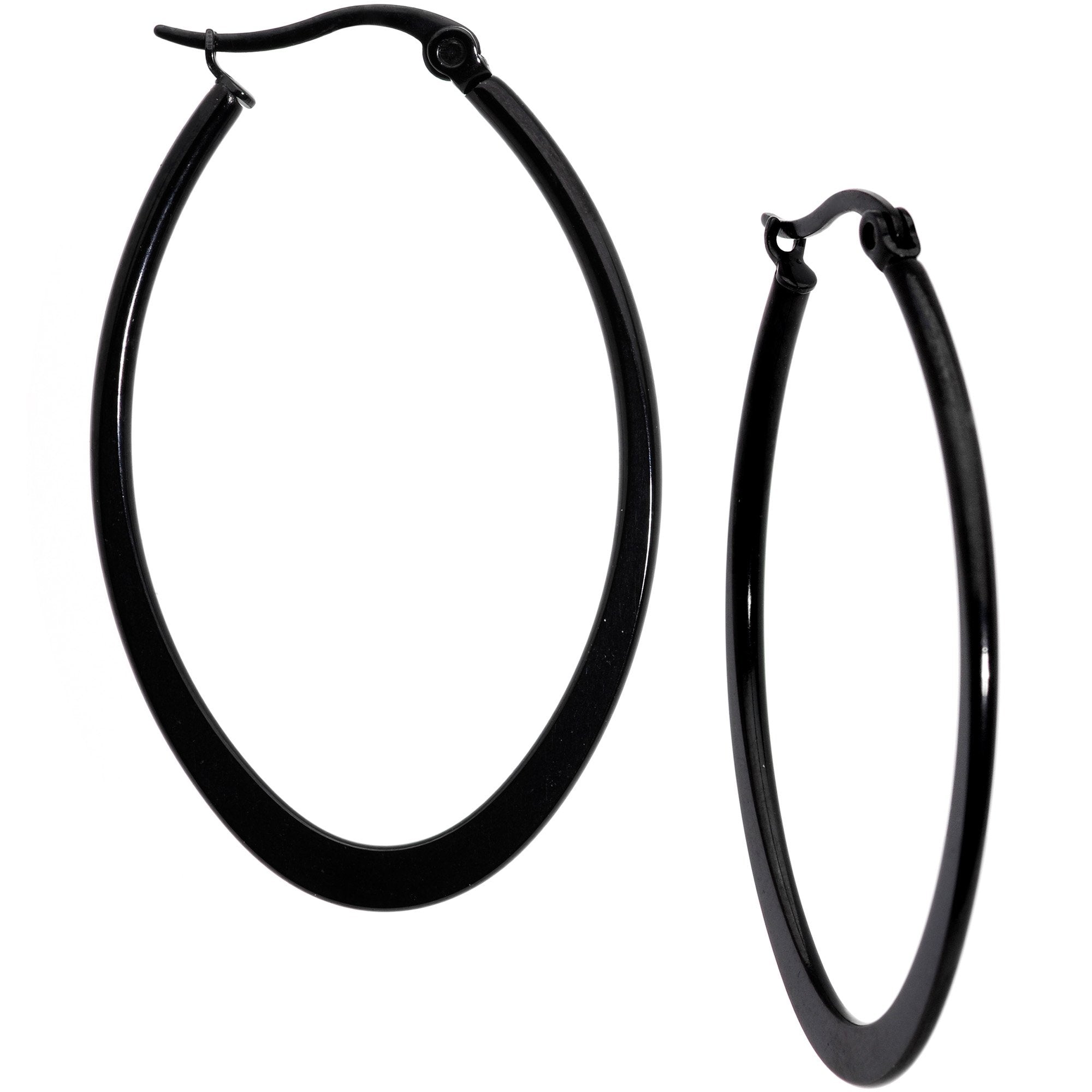 40mm Black Tone PVD Stainless Steel Oval Hoop Earrings