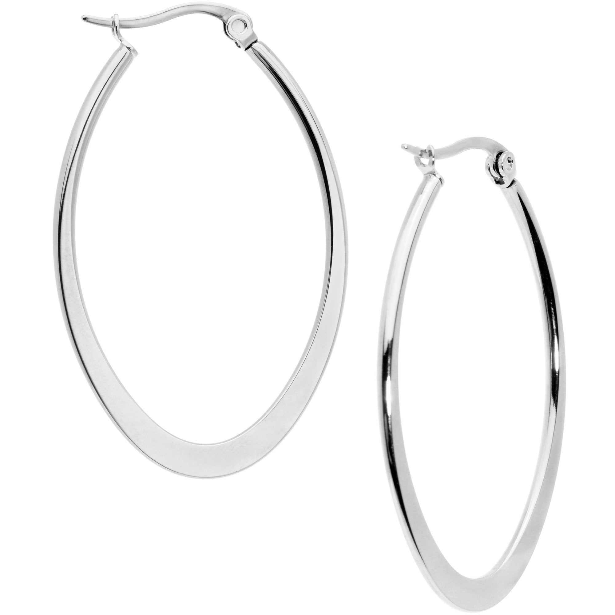 40mm Stainless Steel Oval Hoop Earrings