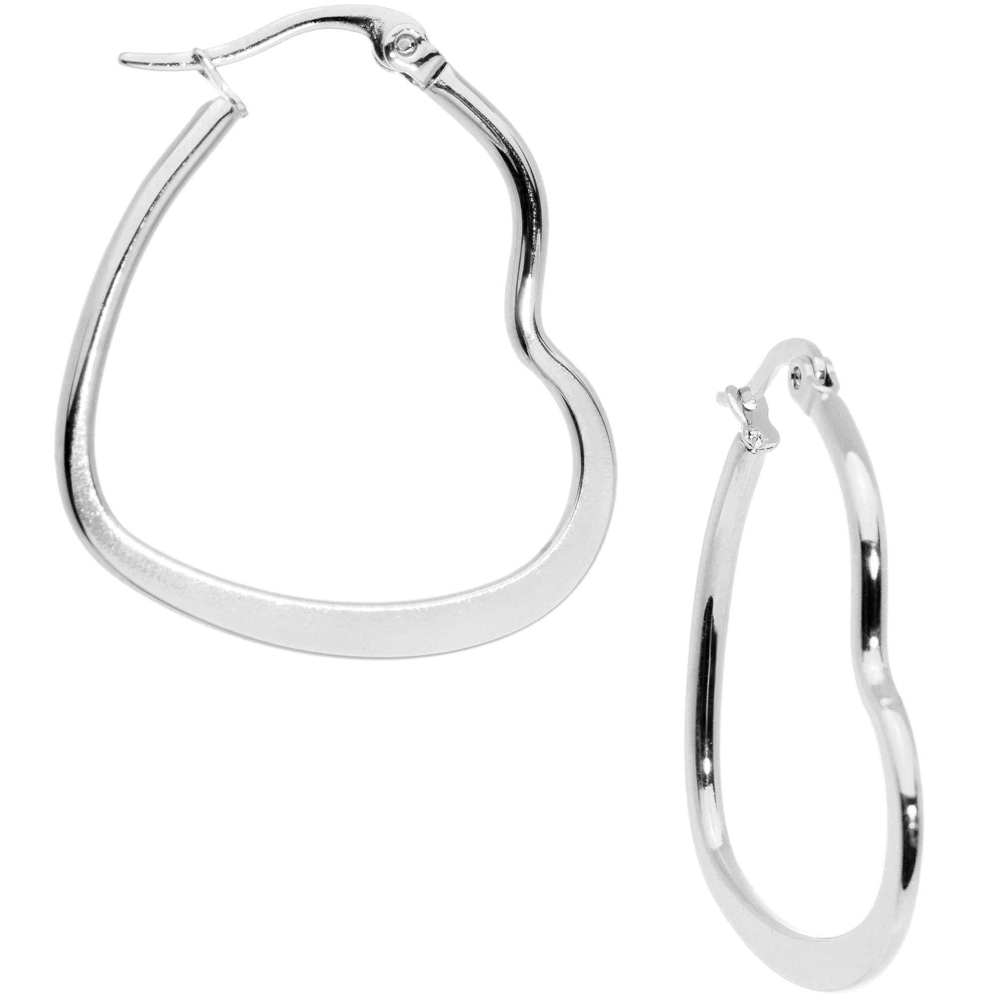 30mm Stainless Steel Heart Hoop Earrings