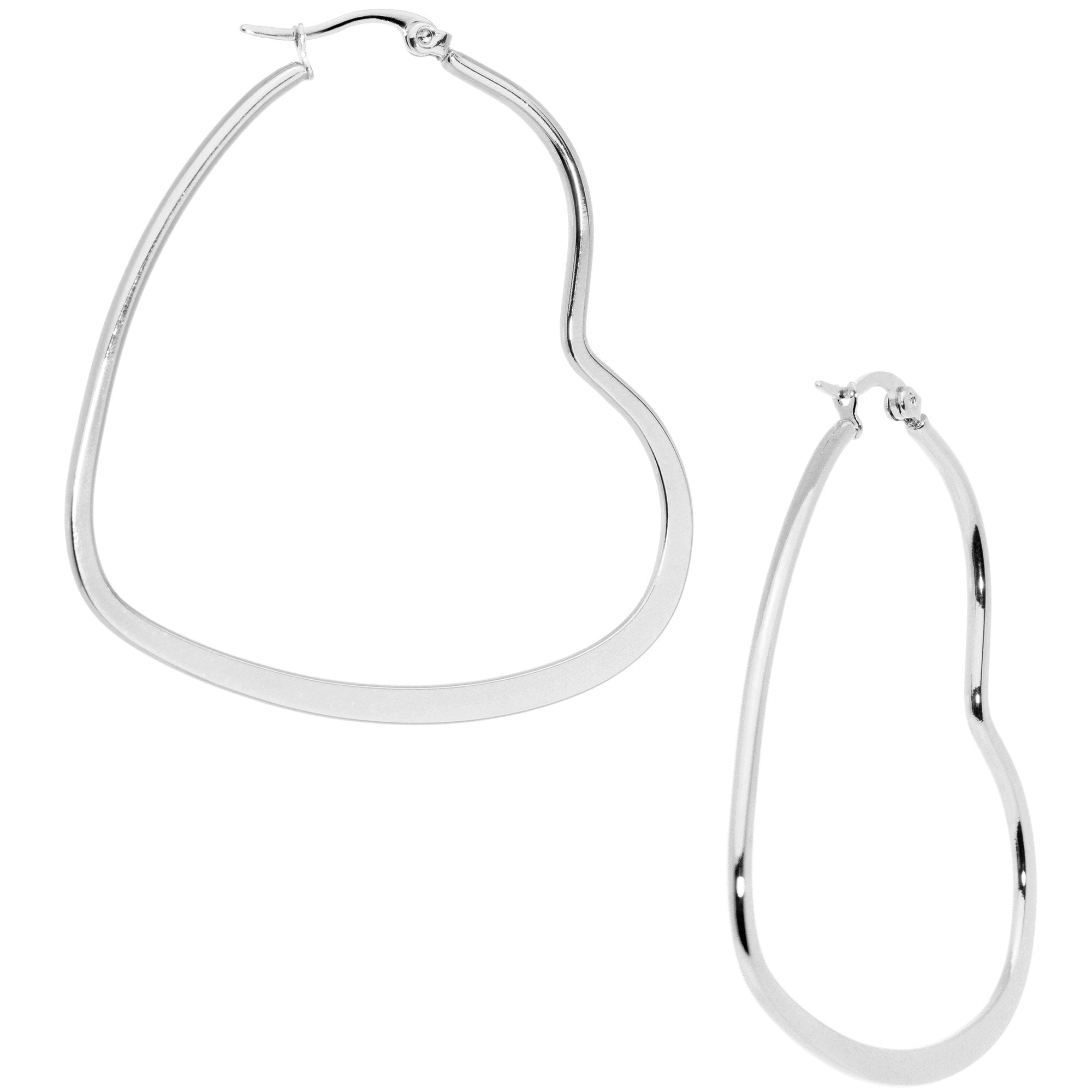 50mm Stainless Steel Heart Hoop Earrings