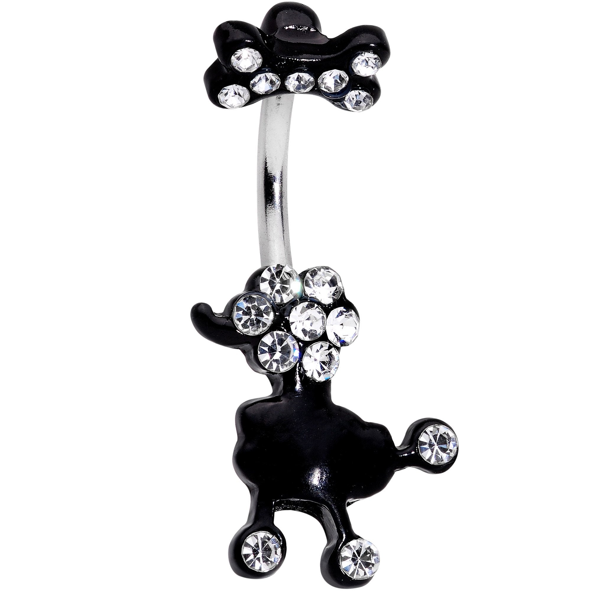 Clear Gem Give a Dog a Bone Double Mount Belly Ring