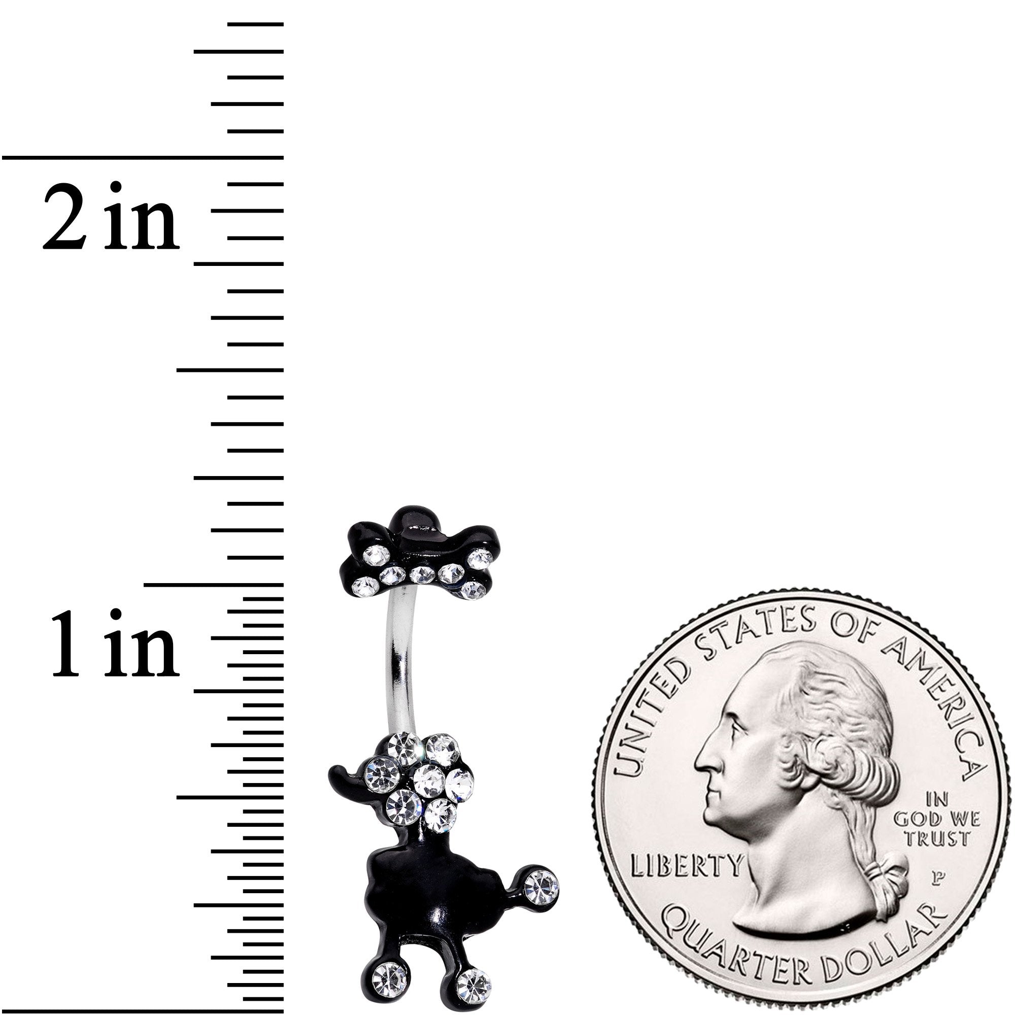 Clear Gem Give a Dog a Bone Double Mount Belly Ring