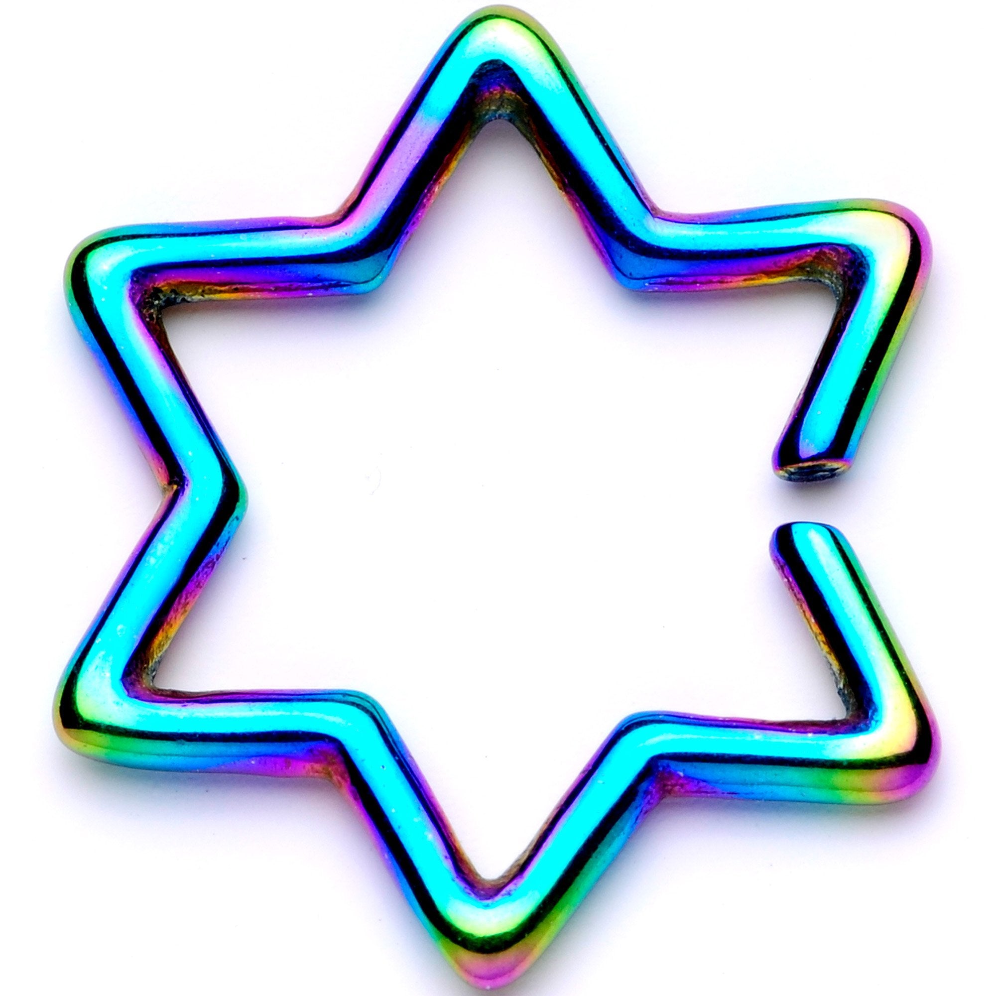 16 Gauge 5/16 Rainbow Hexagram Star of David Closure Ring