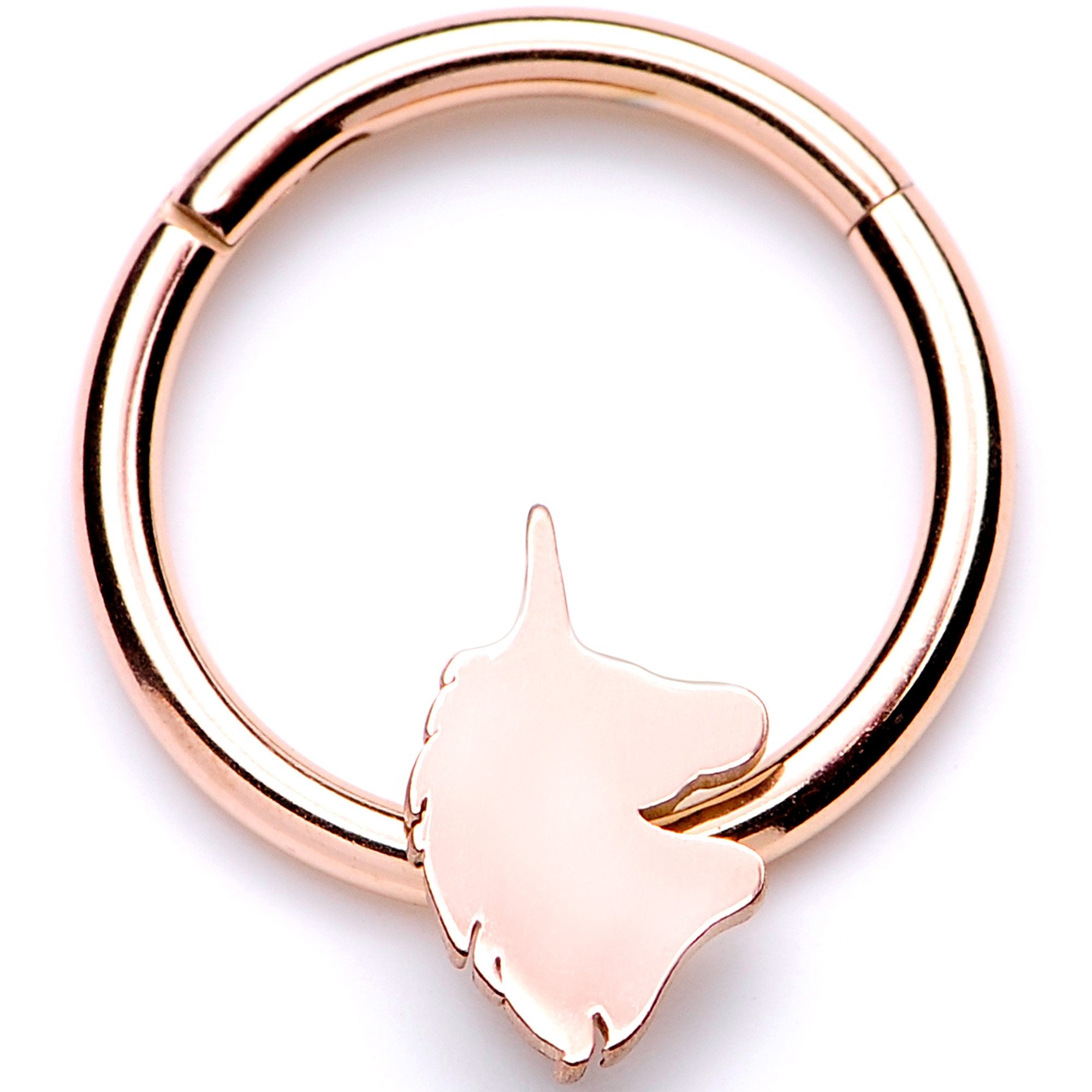 16 Gauge 3/8 Rose Gold Tone Unicorn Hinged Segment Ring