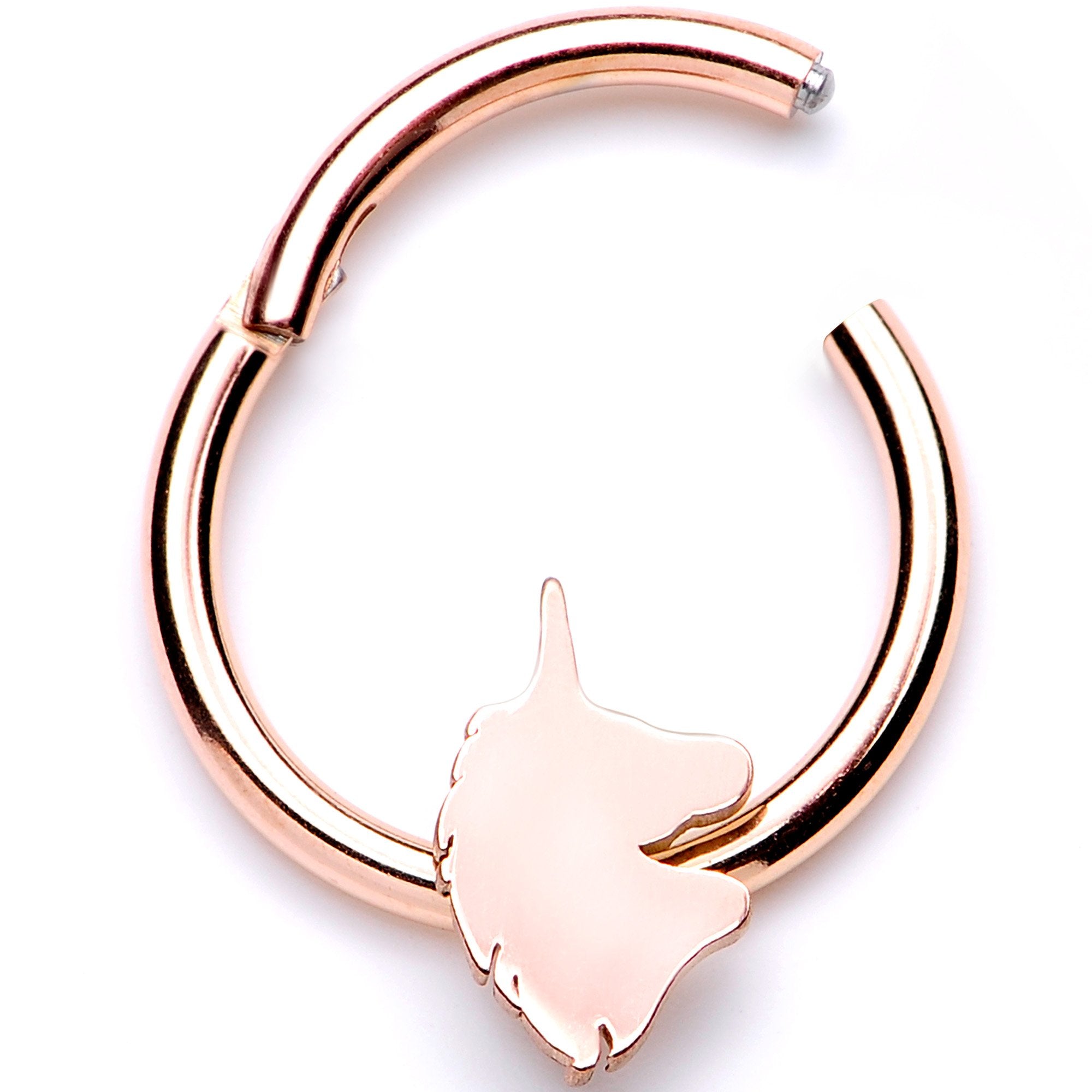 16 Gauge 3/8 Rose Gold Tone Unicorn Hinged Segment Ring