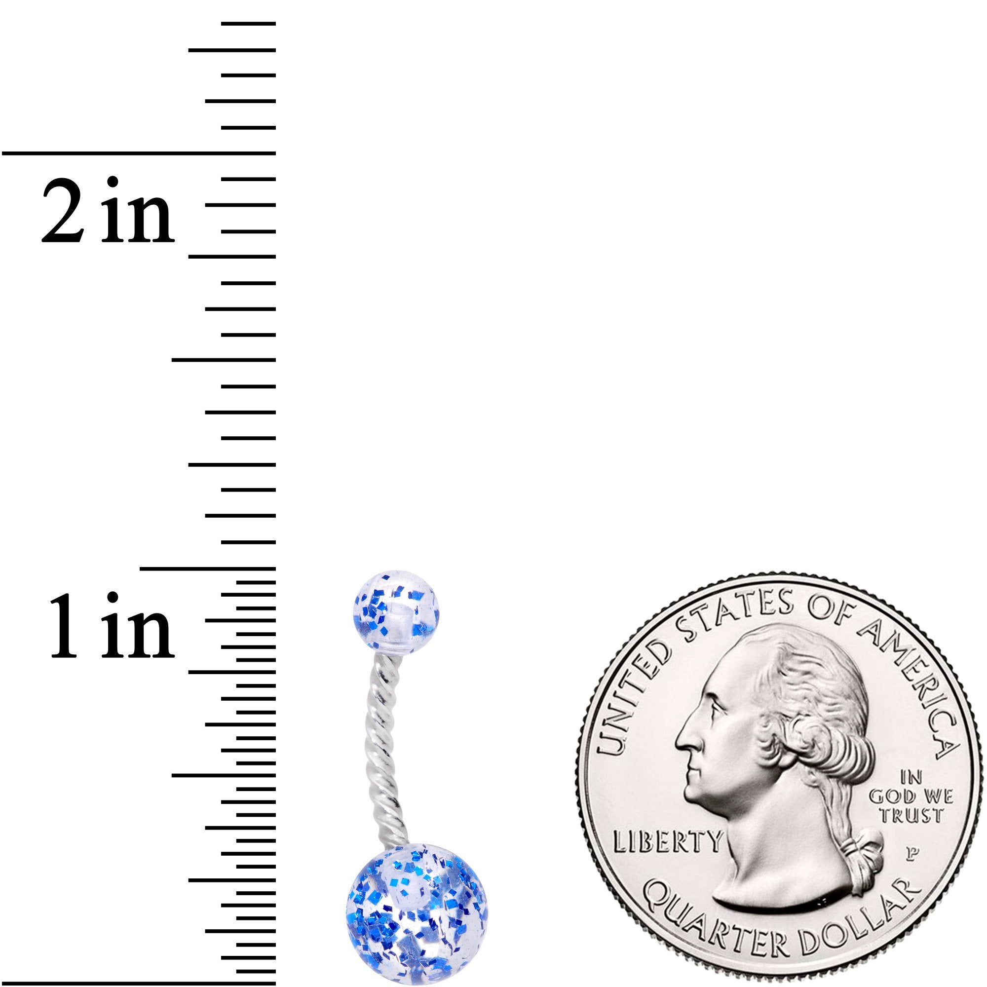 Clearly Coiled Blue Glitter Explosion Twisted Belly Ring