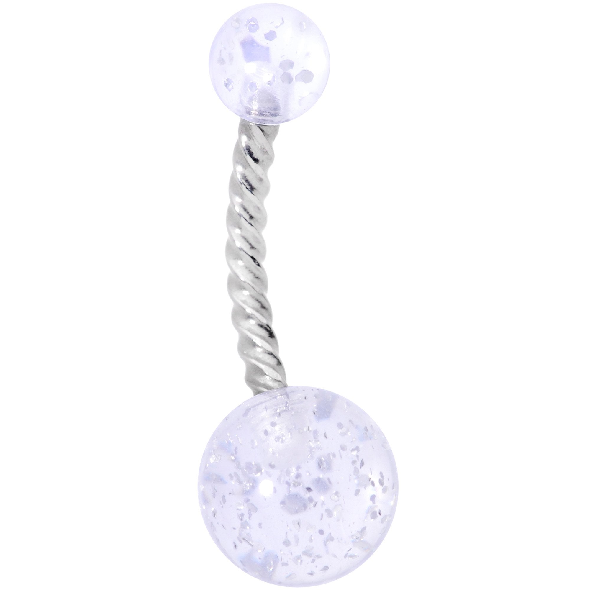 Clearly Coiled Clear Glitter Explosion Twisted Belly Ring