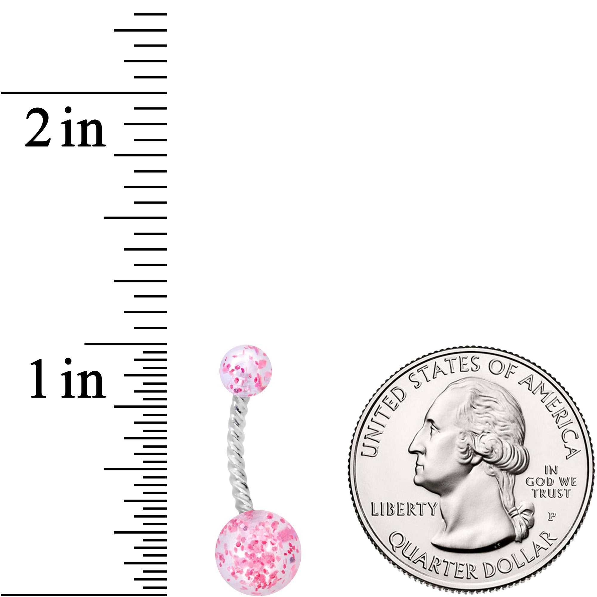 Clearly Coiled Pink Glitter Explosion Twisted Belly Ring