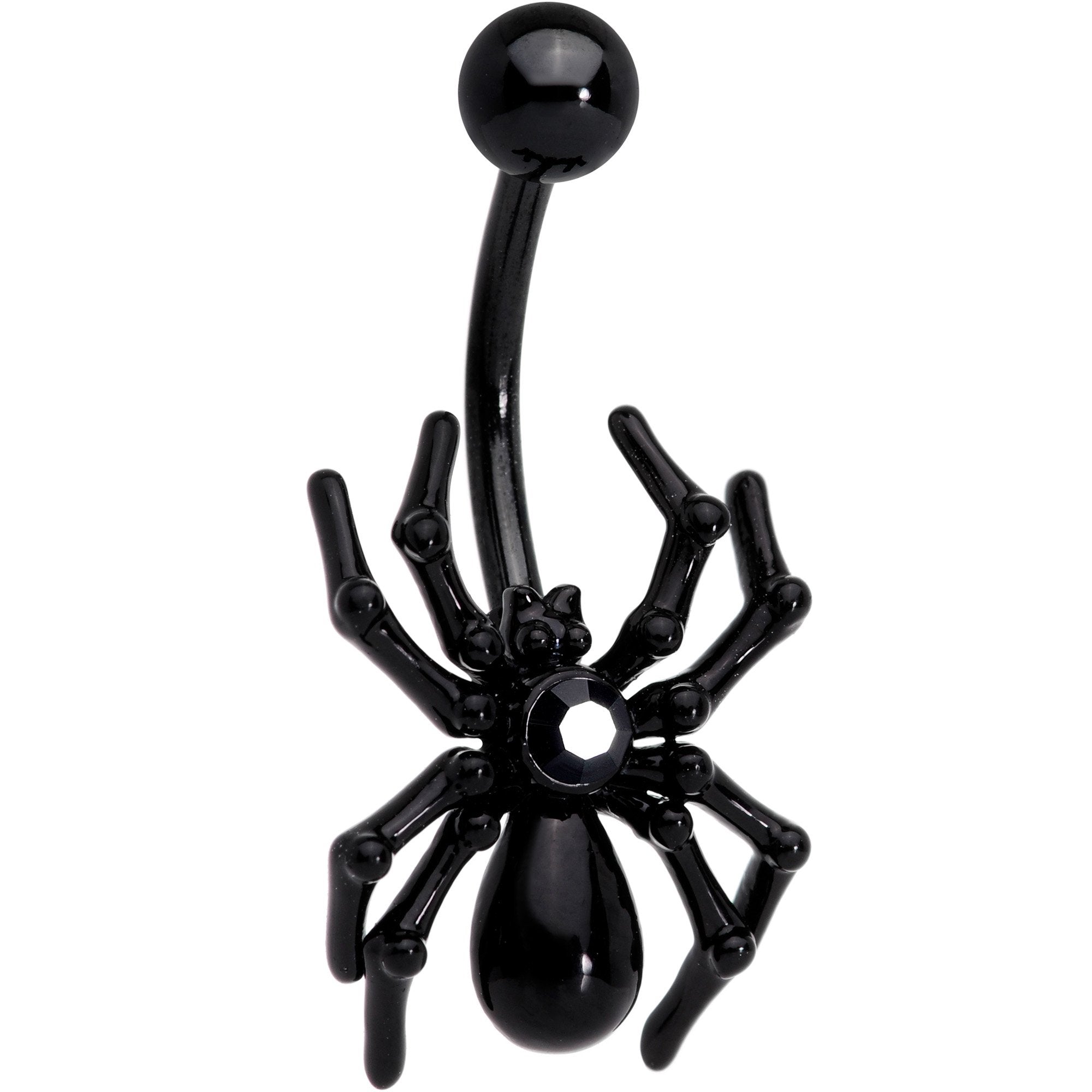 Black Halloween Creepy Crawly Spider Belly Ring