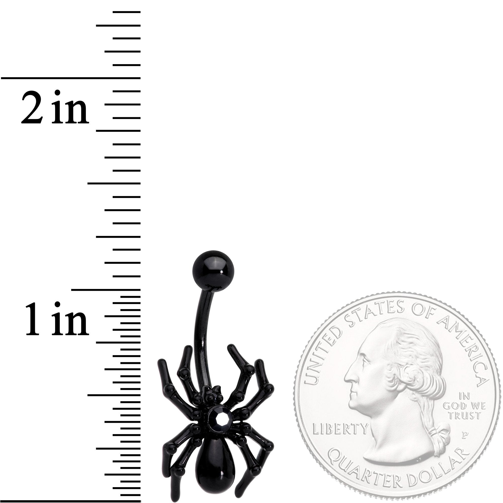 Black Halloween Creepy Crawly Spider Belly Ring