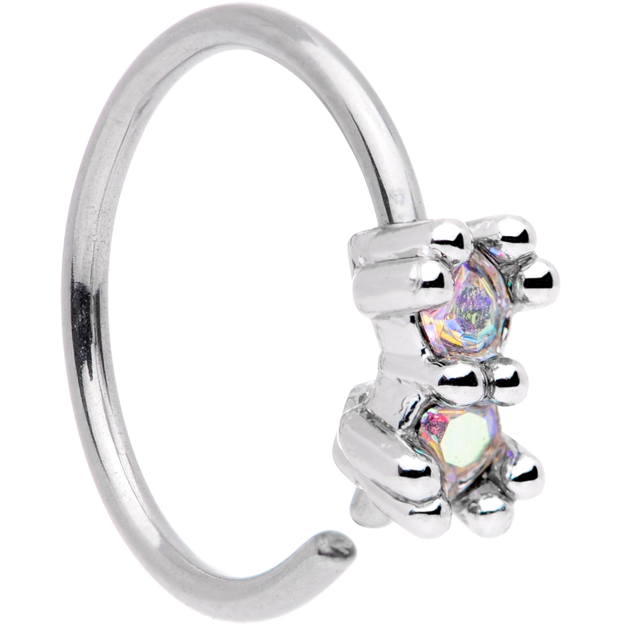 20 Gauge 5/16 Aurora Gem Duo Petite Nose Hoop