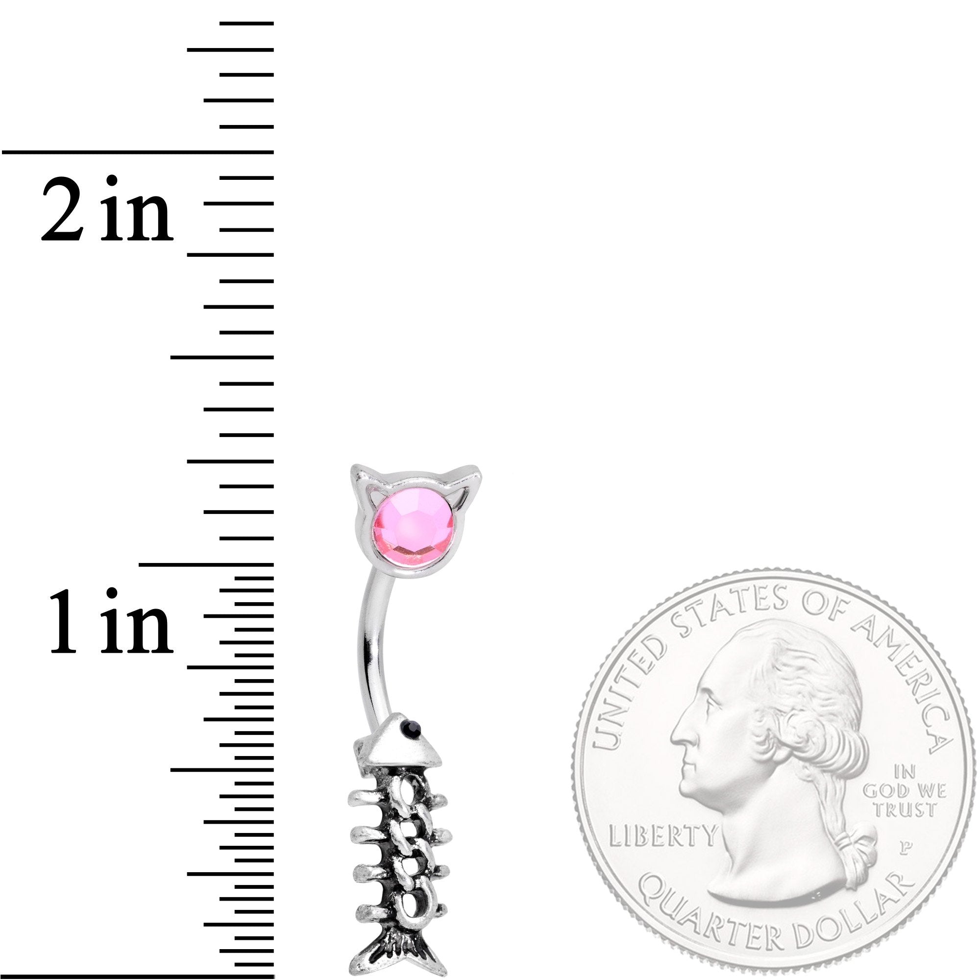 Pink Black Gem Hungry Little Kitty Cat Belly Ring