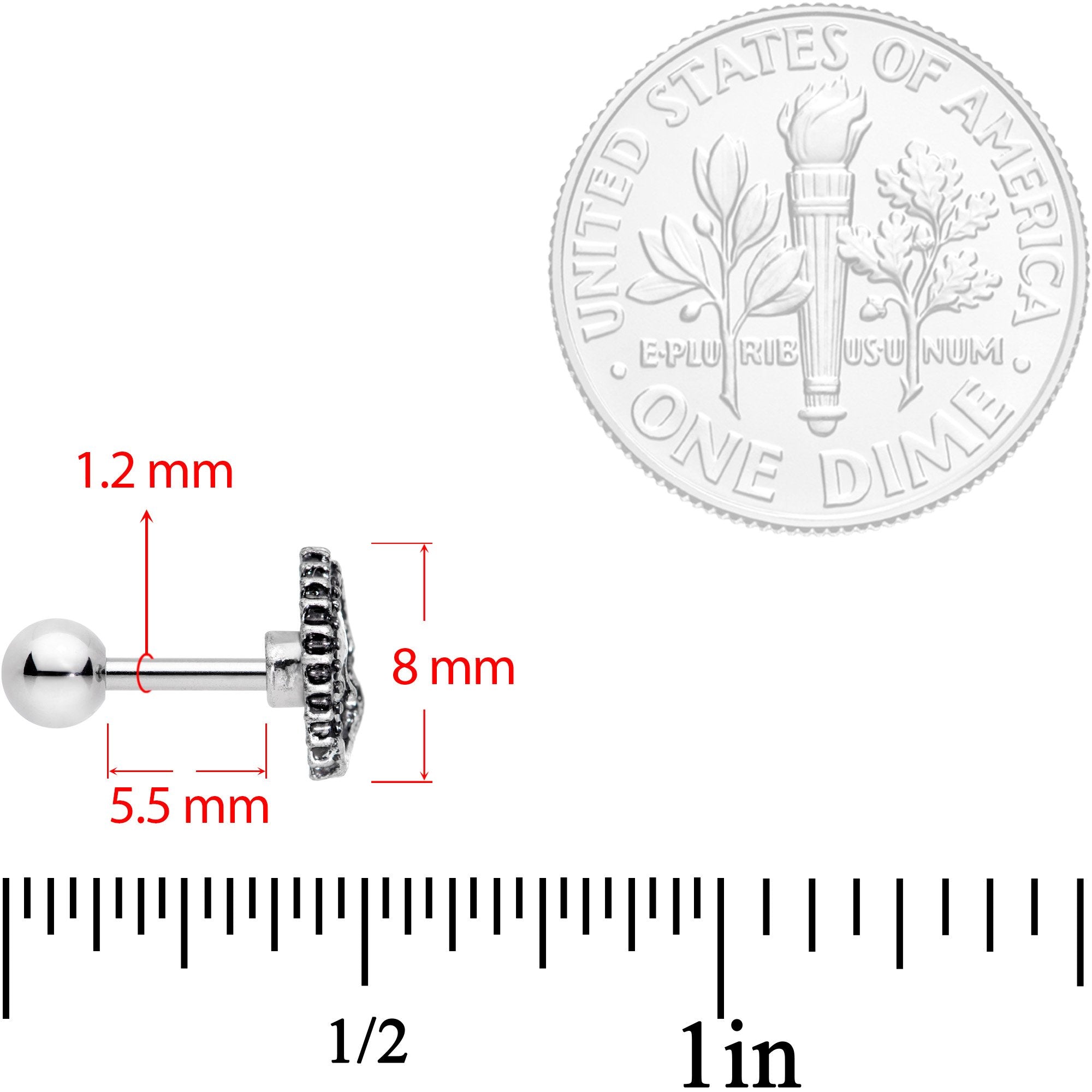 16 Gauge 1/4 Celestial Embrace Cartilage Tragus Earring