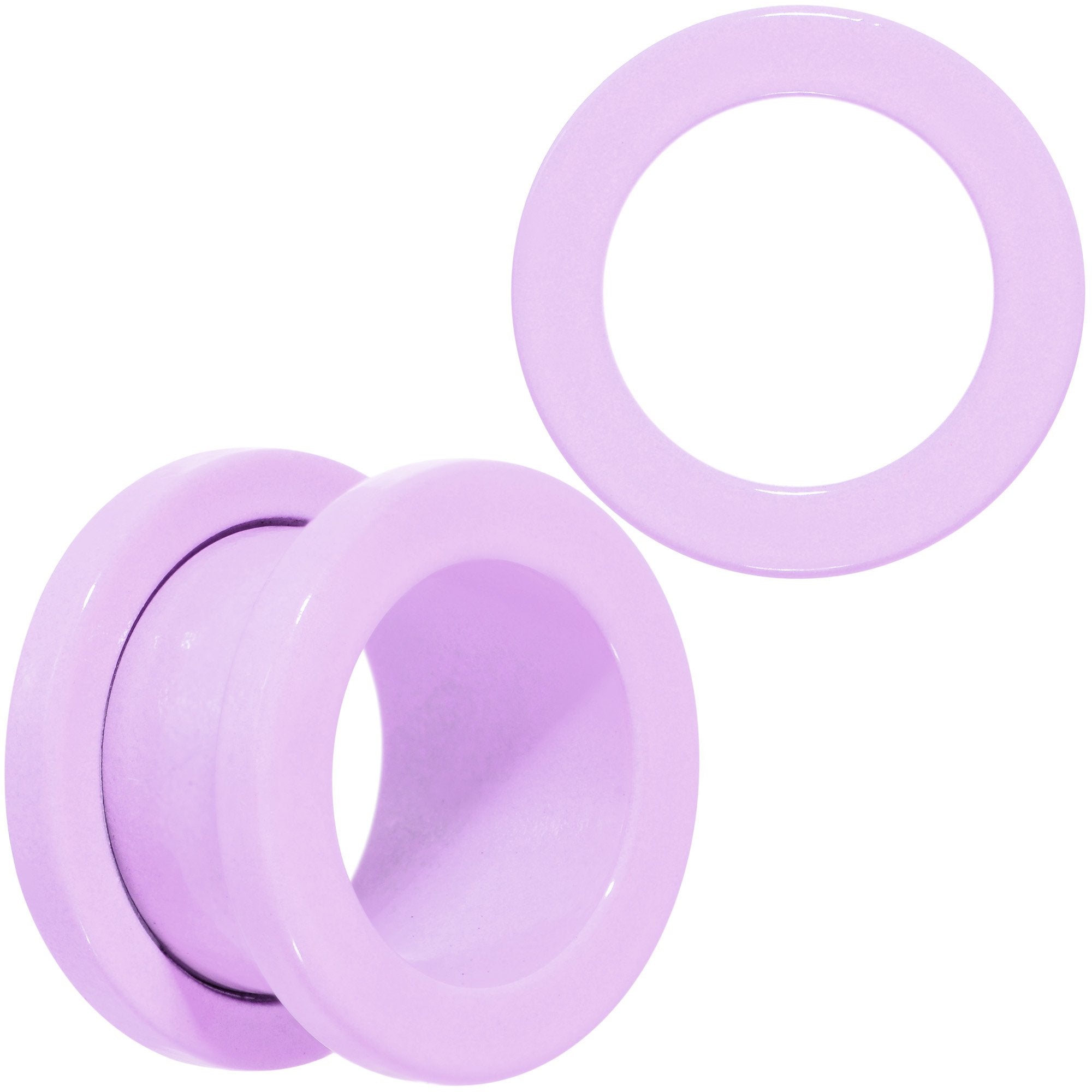 Sweet Pastel Purple Screw Fit Tunnel Plug Set 16 Gauge to 19mm