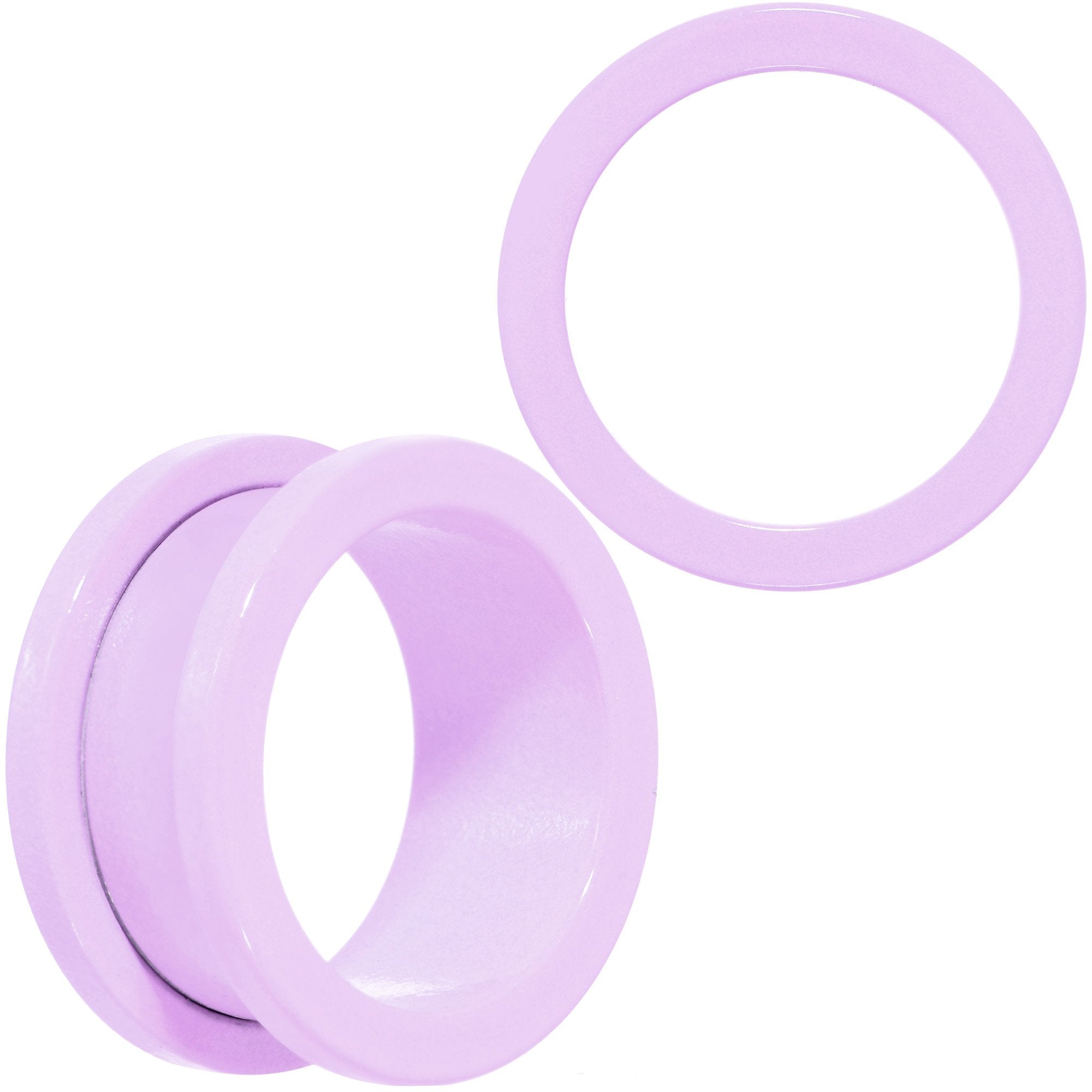 Sweet Pastel Purple Screw Fit Tunnel Plug Set 16 Gauge to 19mm