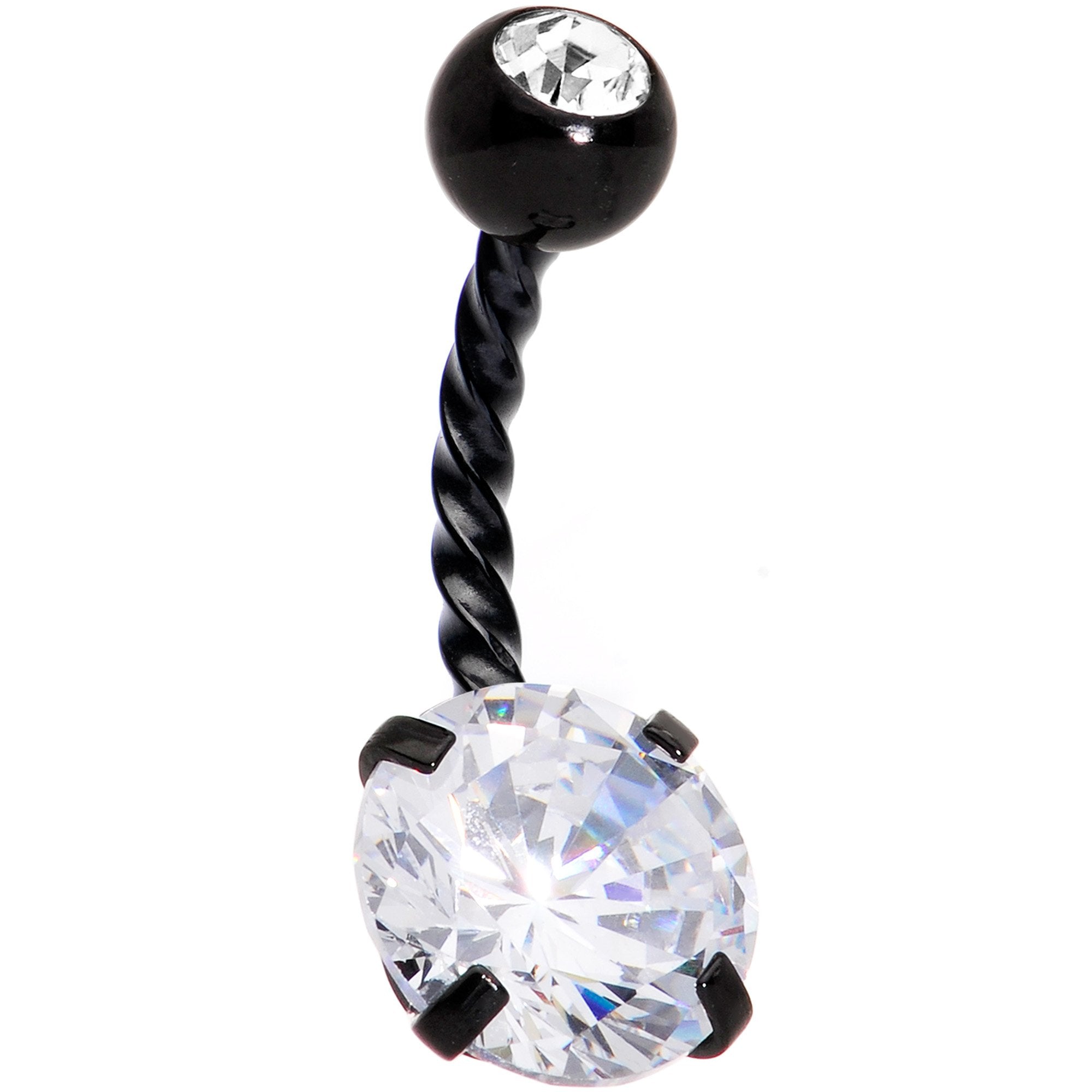 Clear Gem Black Thoroughly Twisted Belly Ring Set of 4