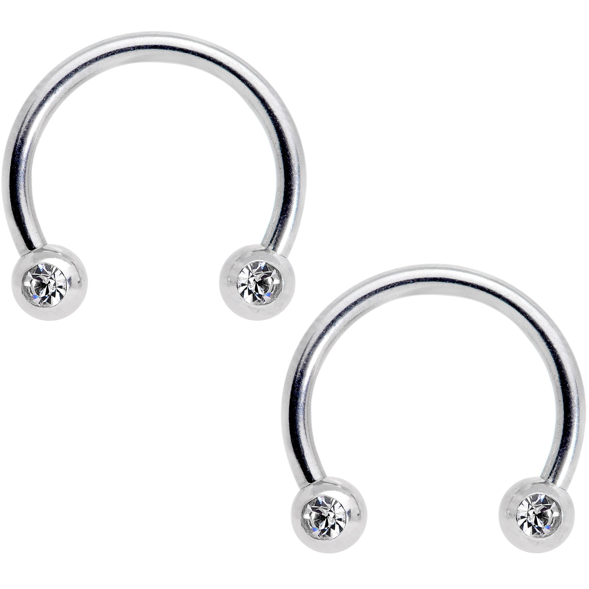 14 Gauge Clear Gem White Flower Horseshoe Barbell Nipple Ring Set of 4