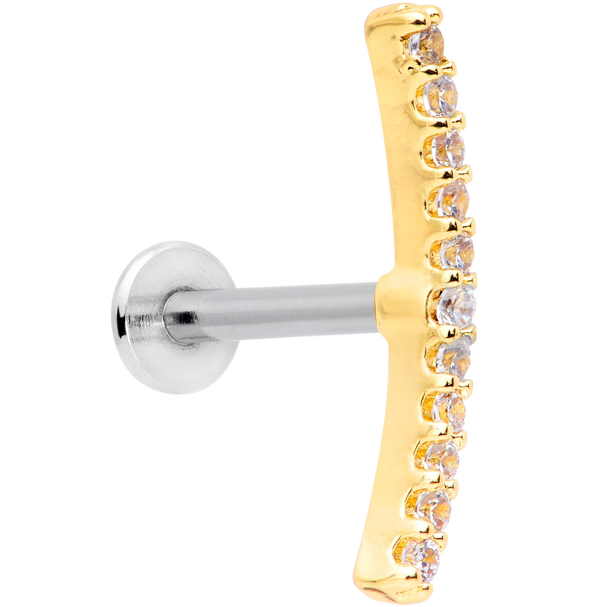 16 Gauge Clear CZ Gem Gold Tone Captivating Cartilage Tragus Earring