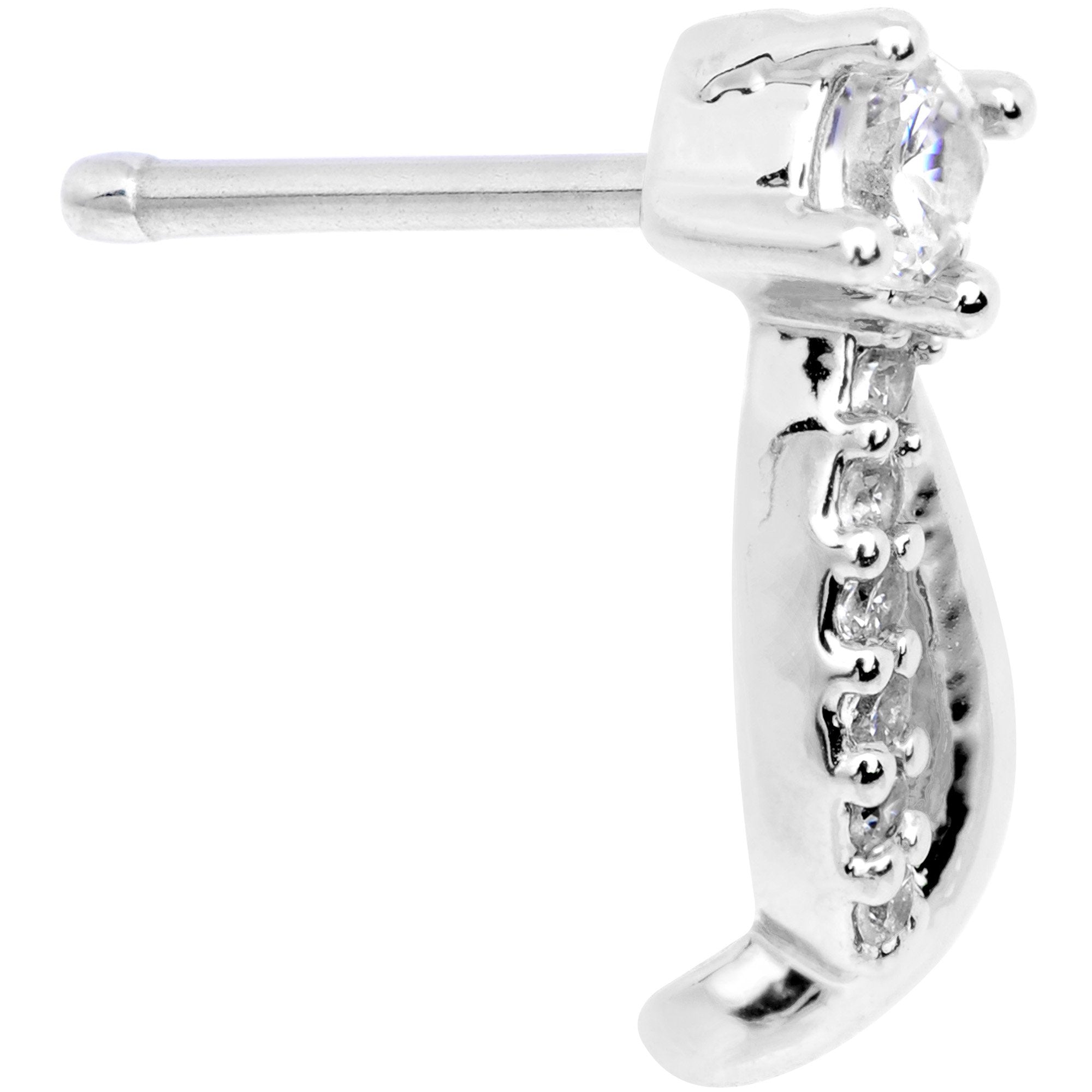 20 Gauge 1/4 Clear CZ Twisting Strands Nose Bone