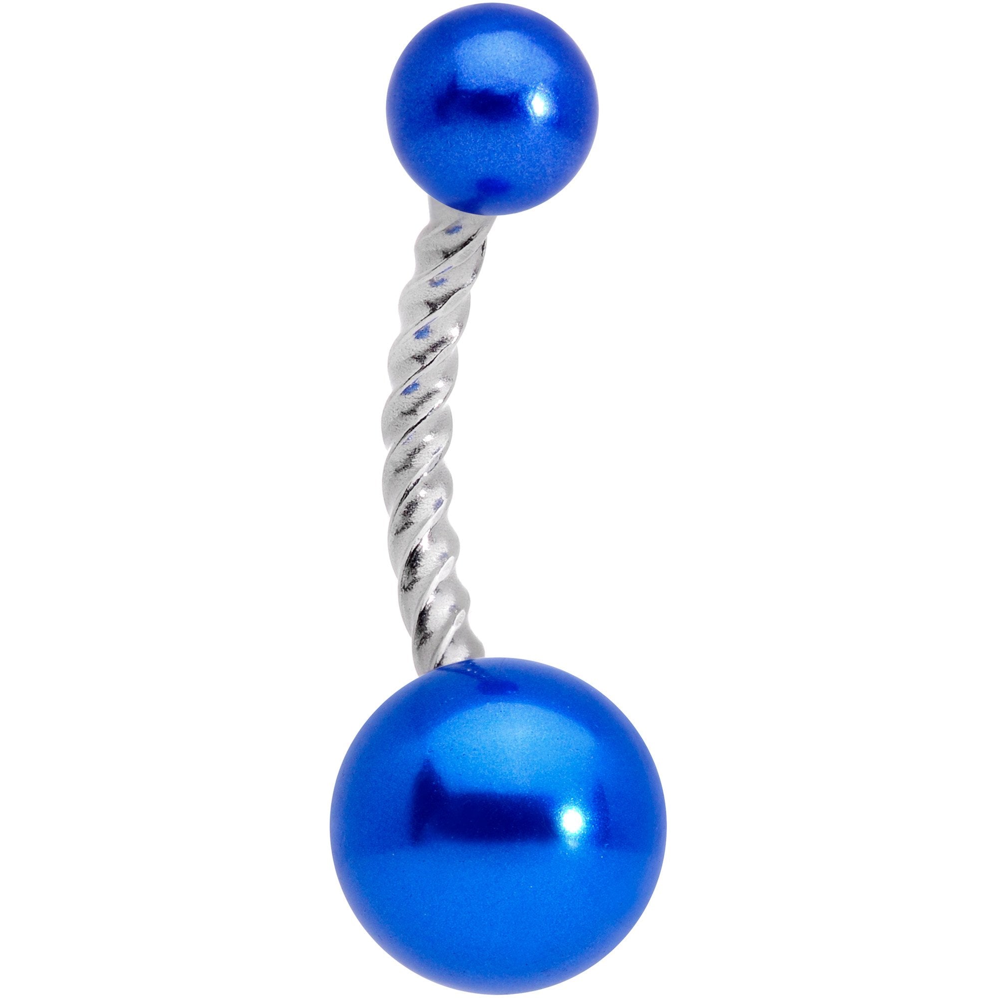 Blue Pearlescent Totally Twisted Belly Ring